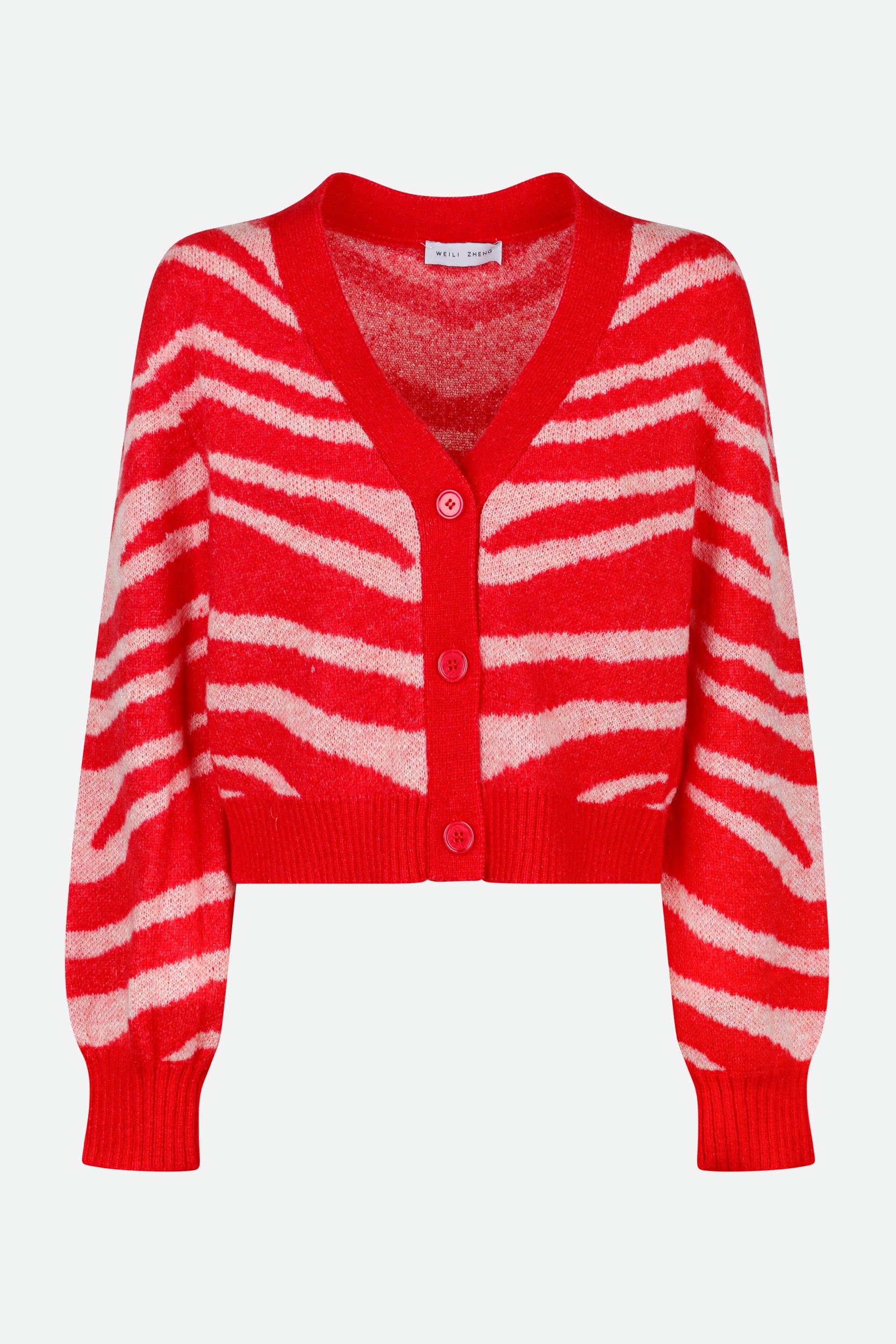 Weili Zheng Red Zebra Cardigan