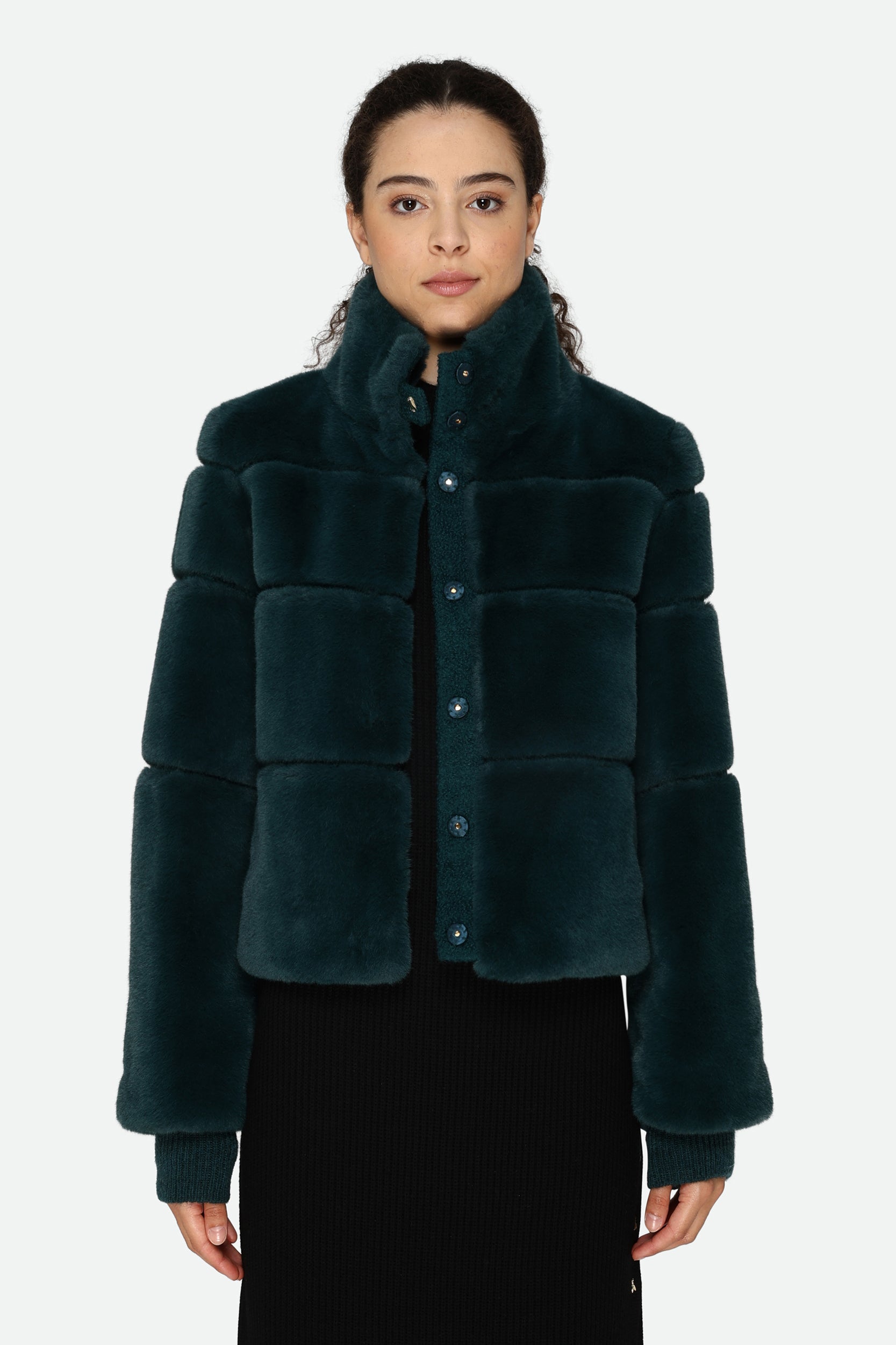 Patrizia Pepe Faux Fur Jacket Petrol