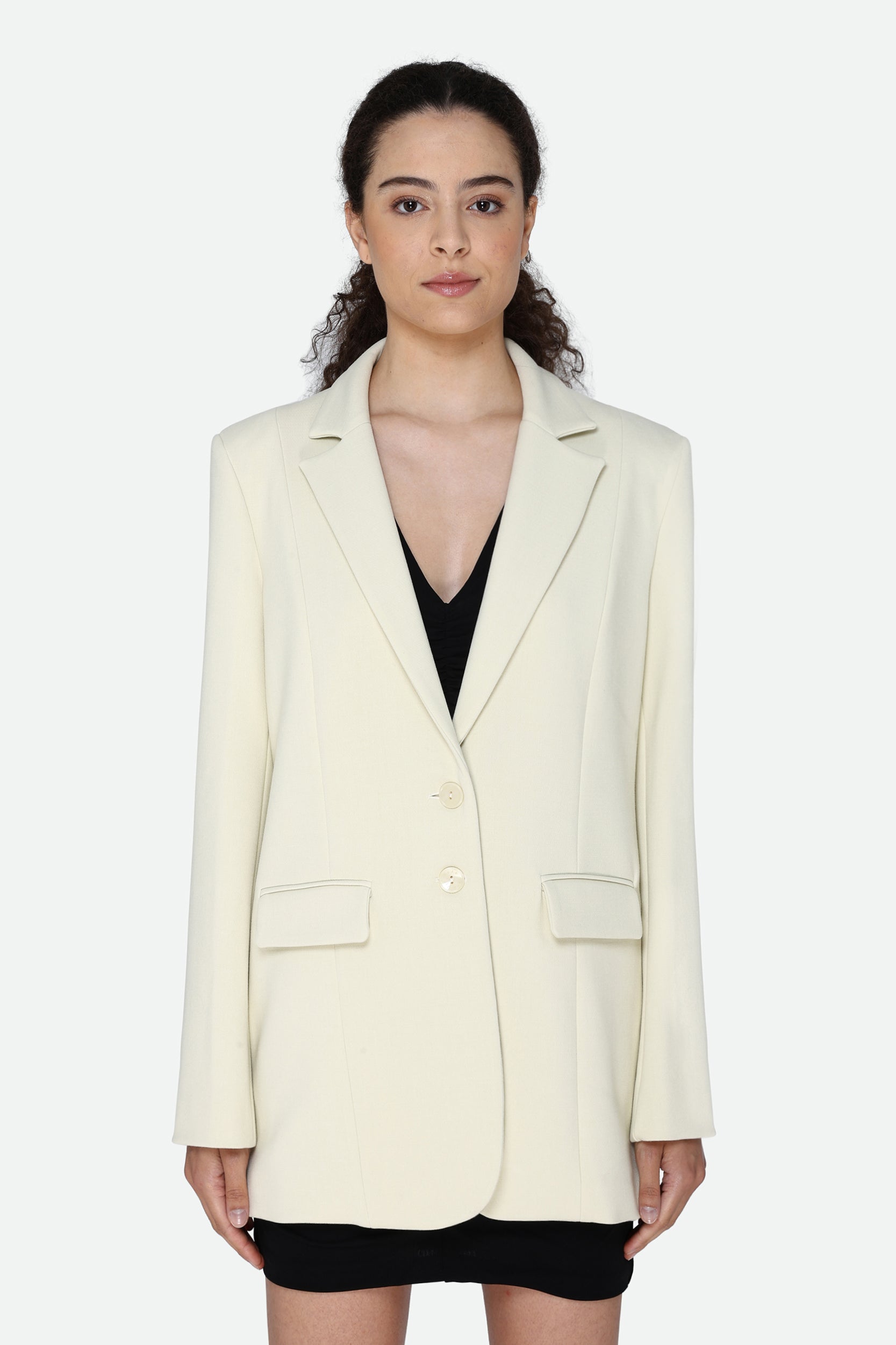 Patrizia Pepe Single Breasted Cream Blazer