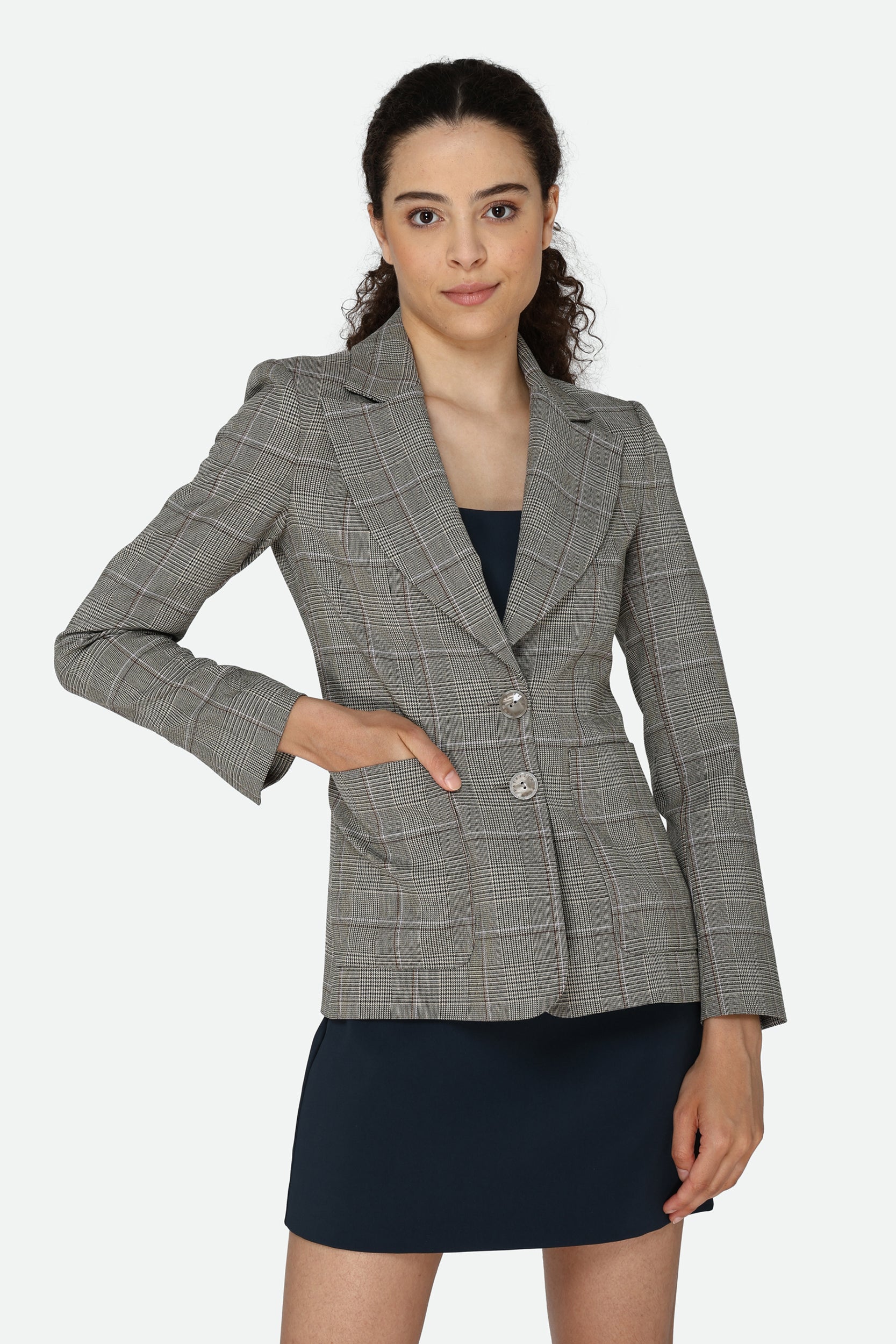 Patrizia Pepe Multicoloured Check Blazer