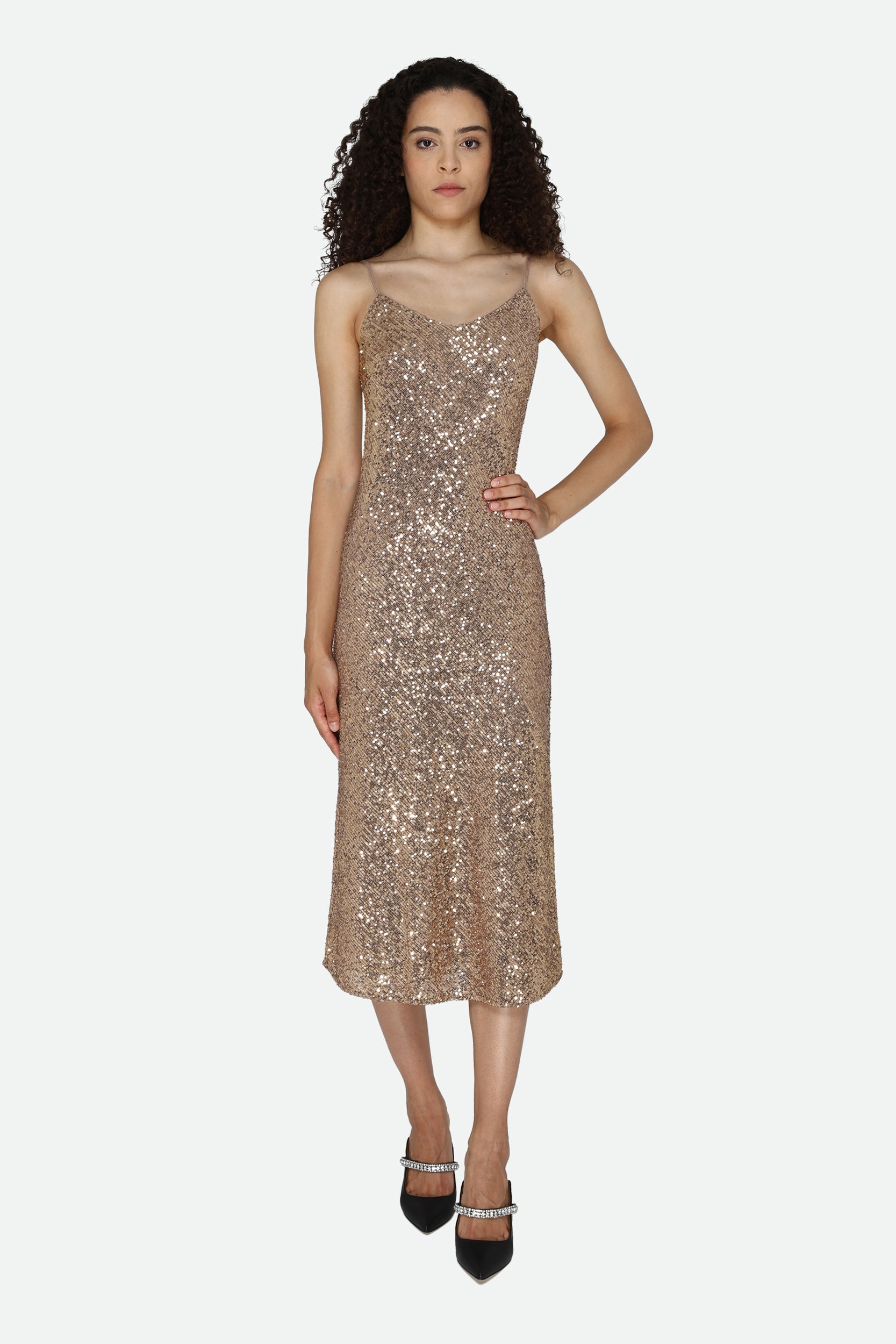 Patrizia Pepe Midi Gold Dress