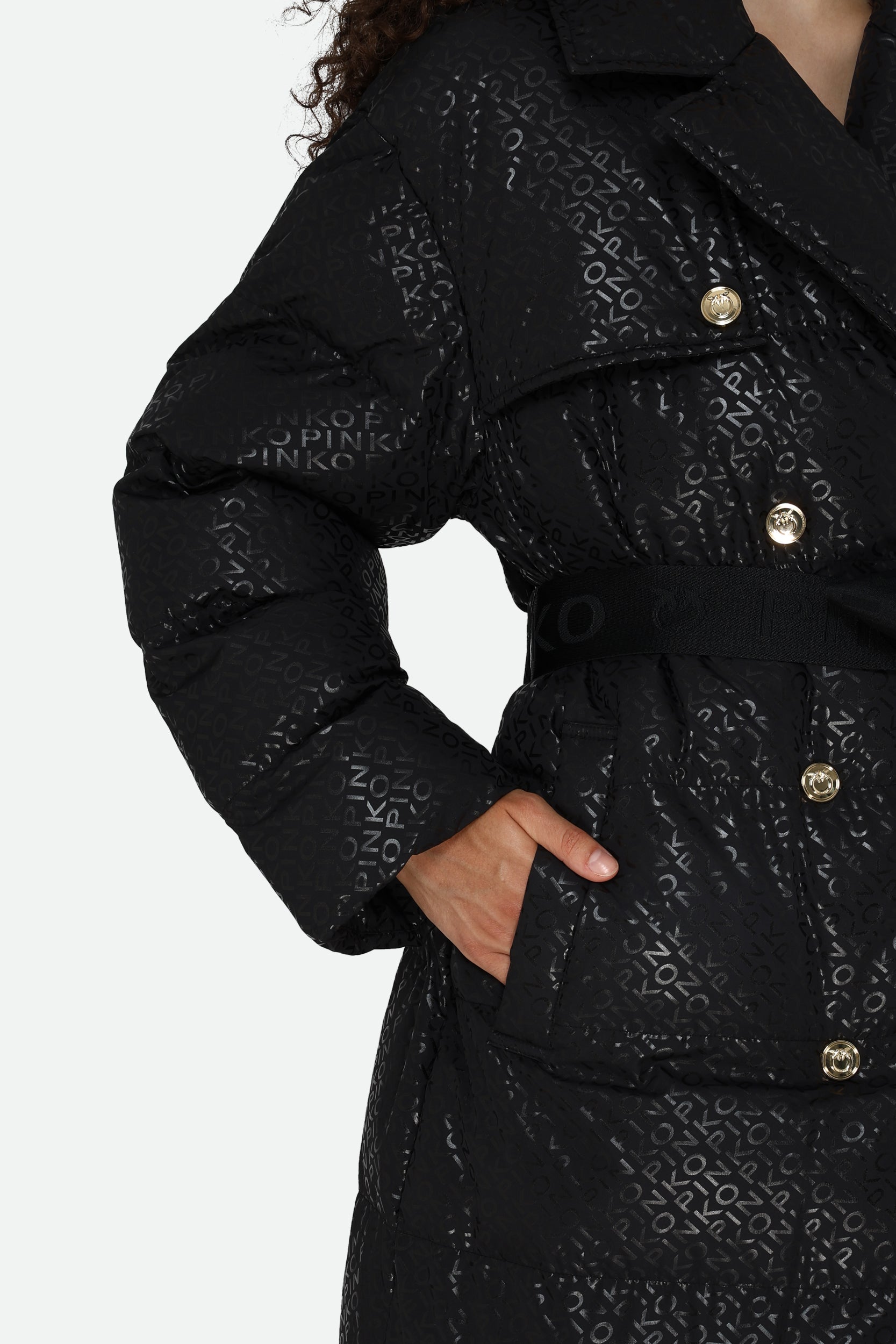 Pinko Black Logo Down Jacket