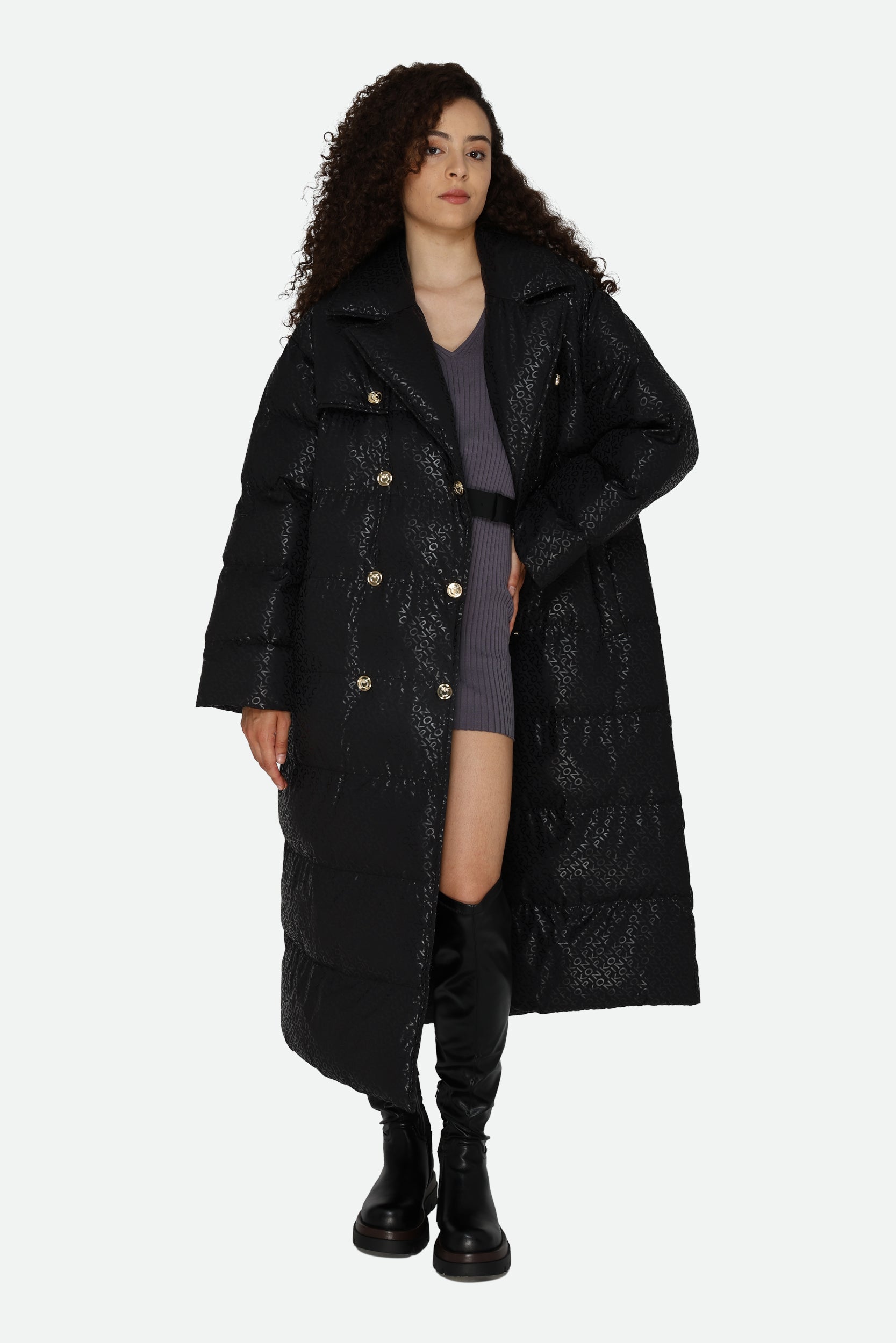 Pinko Black Logo Down Jacket