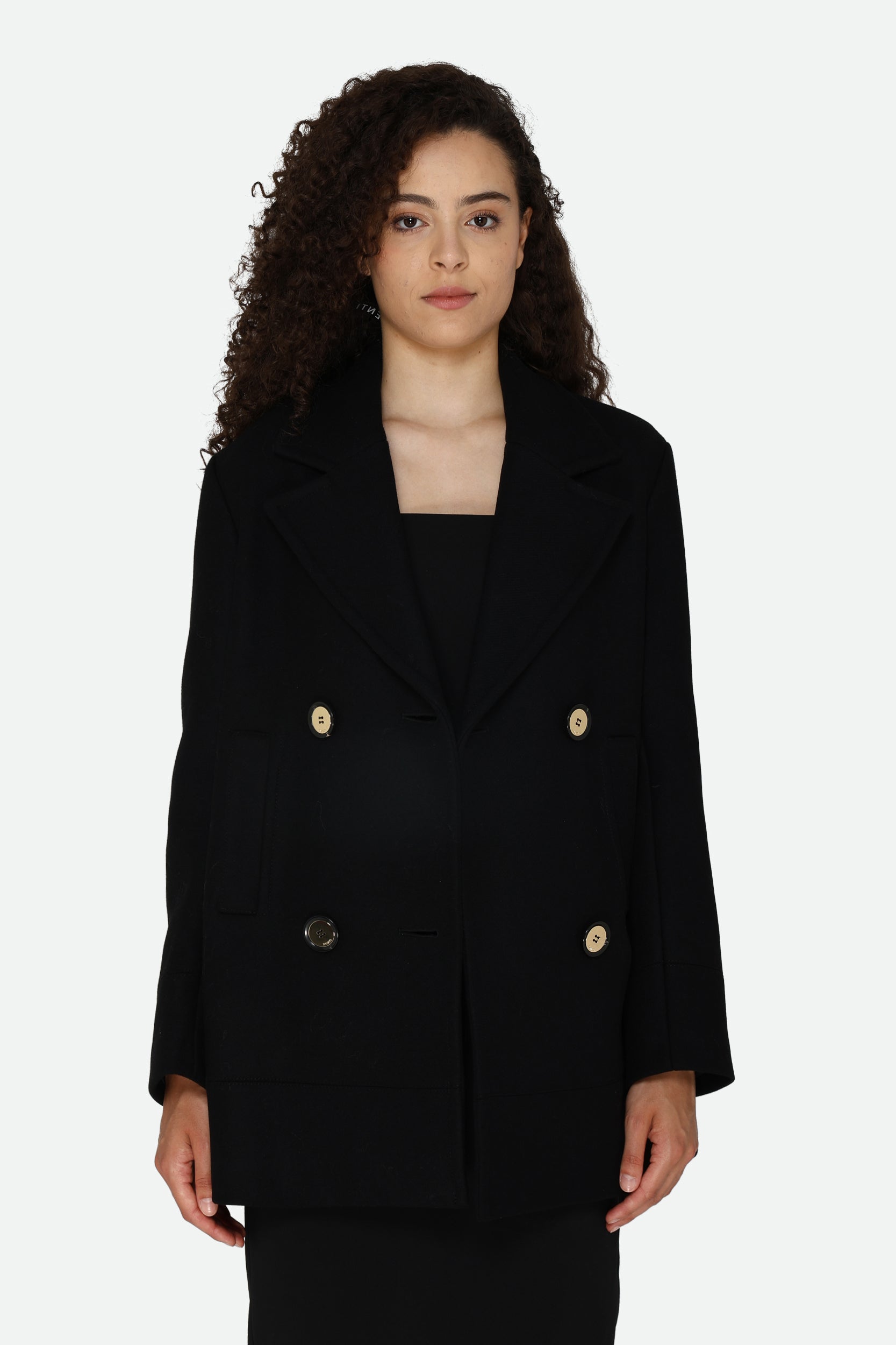 Pinko Double Breasted Coat Black