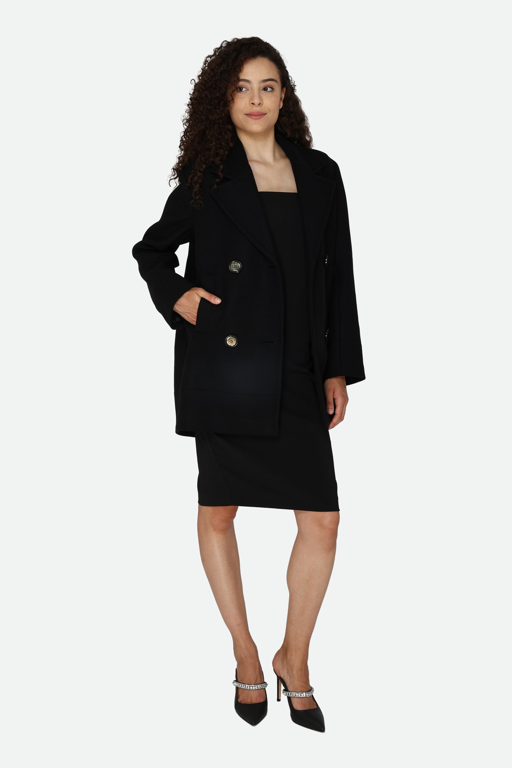 Pinko Double Breasted Coat Black