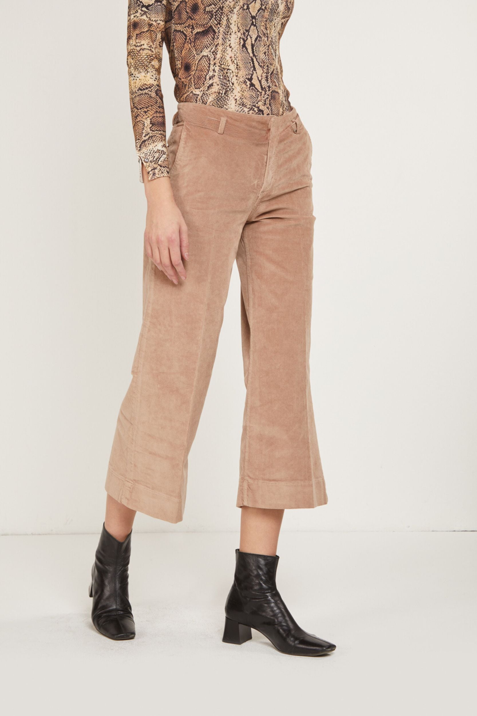 PINKO Camel Corduroy Flare Trousers