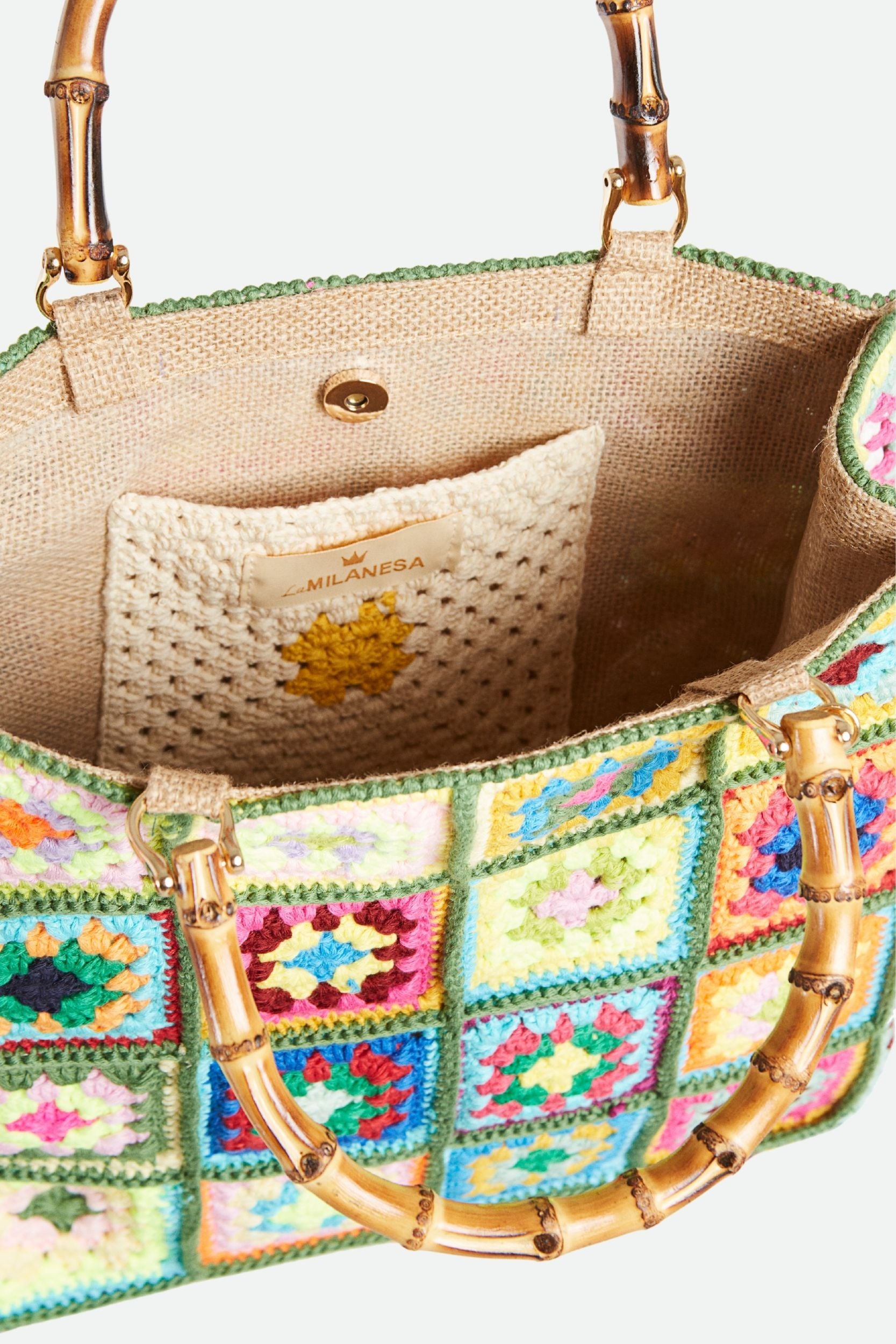 La Milanesa Borsa Crochet Verde Large