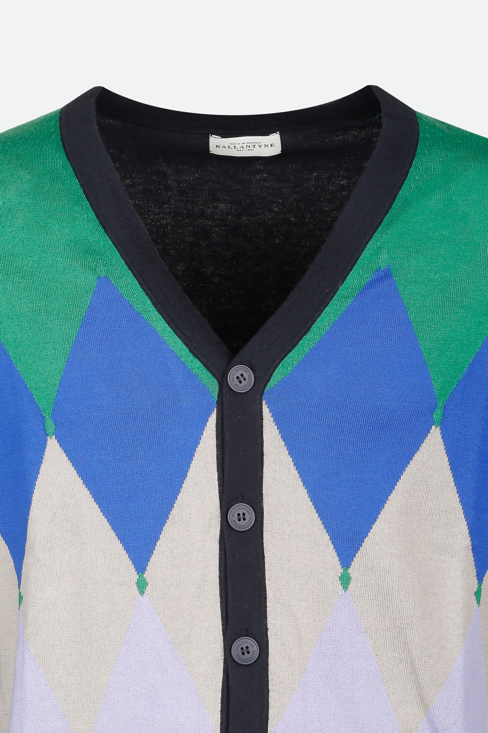 Ballantyne Cardigan Rombi Blu