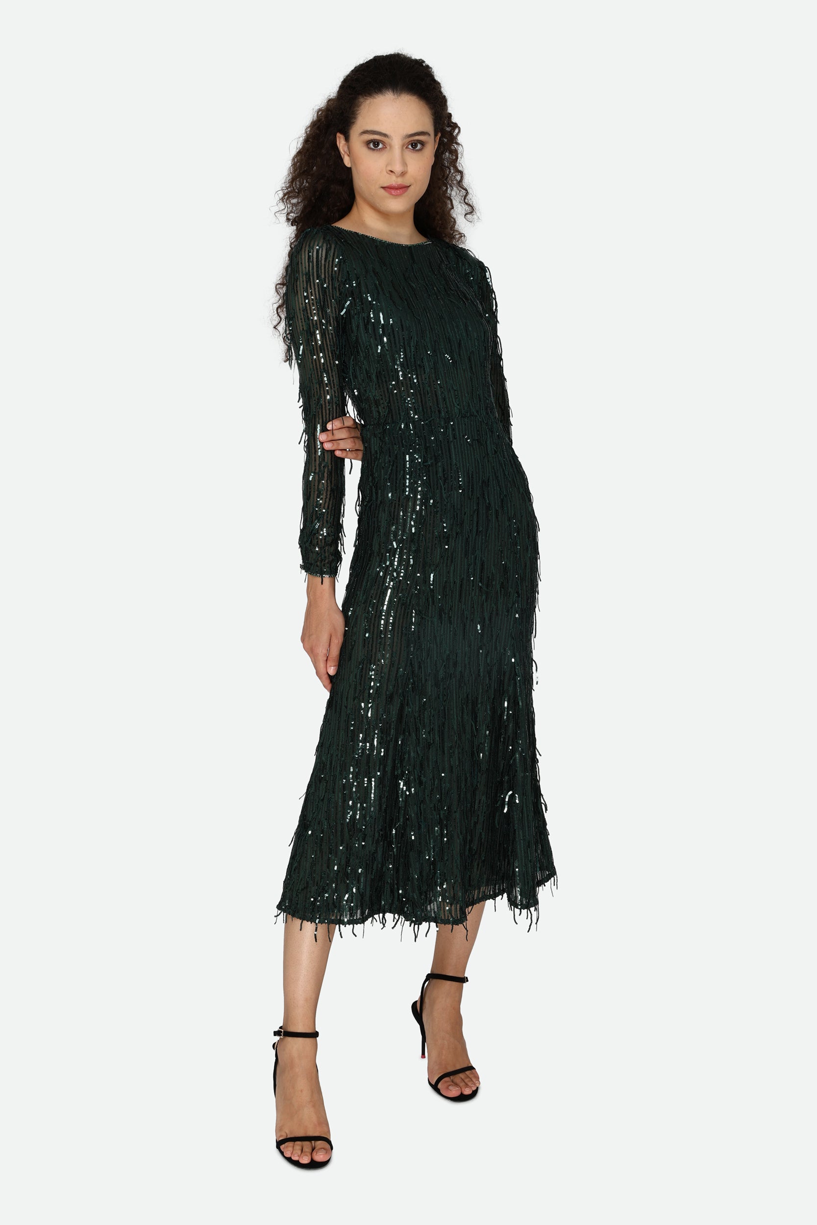 Guess Black Sequin Long Dress