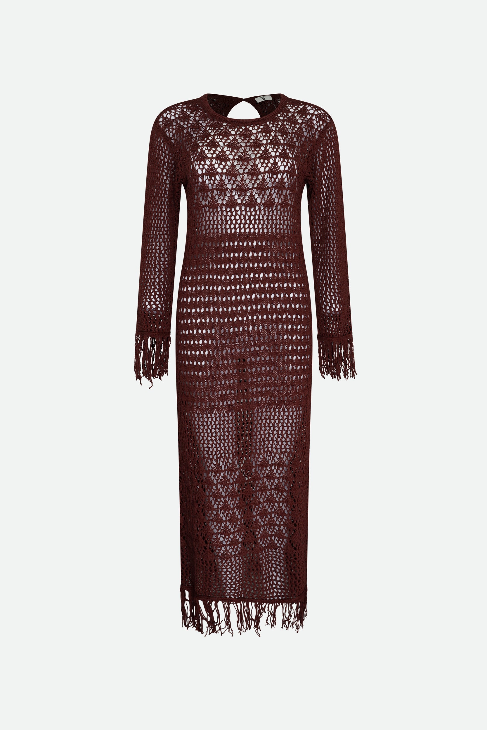 Twinset Long Crochet Dress Brown