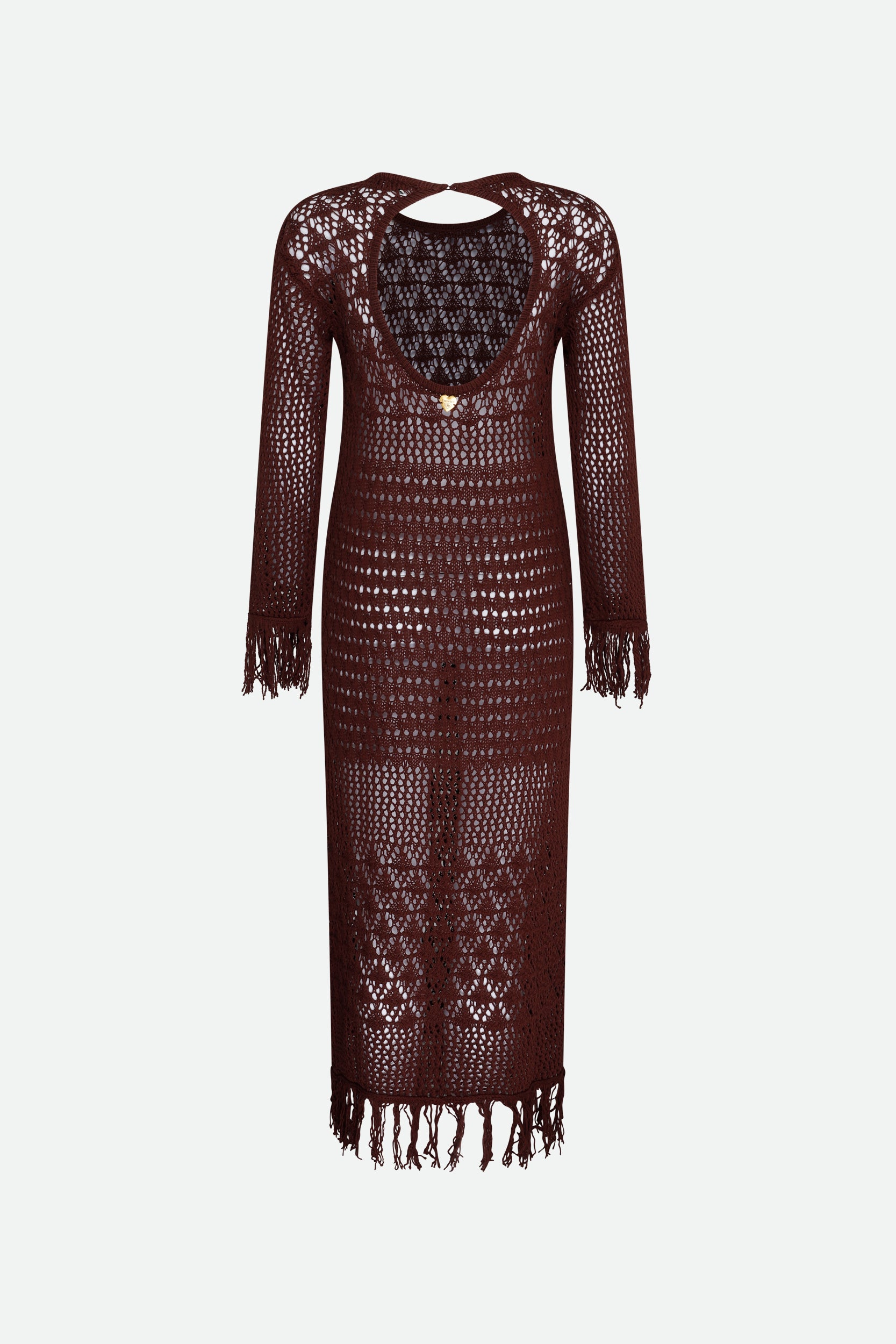 Twinset Long Crochet Dress Brown