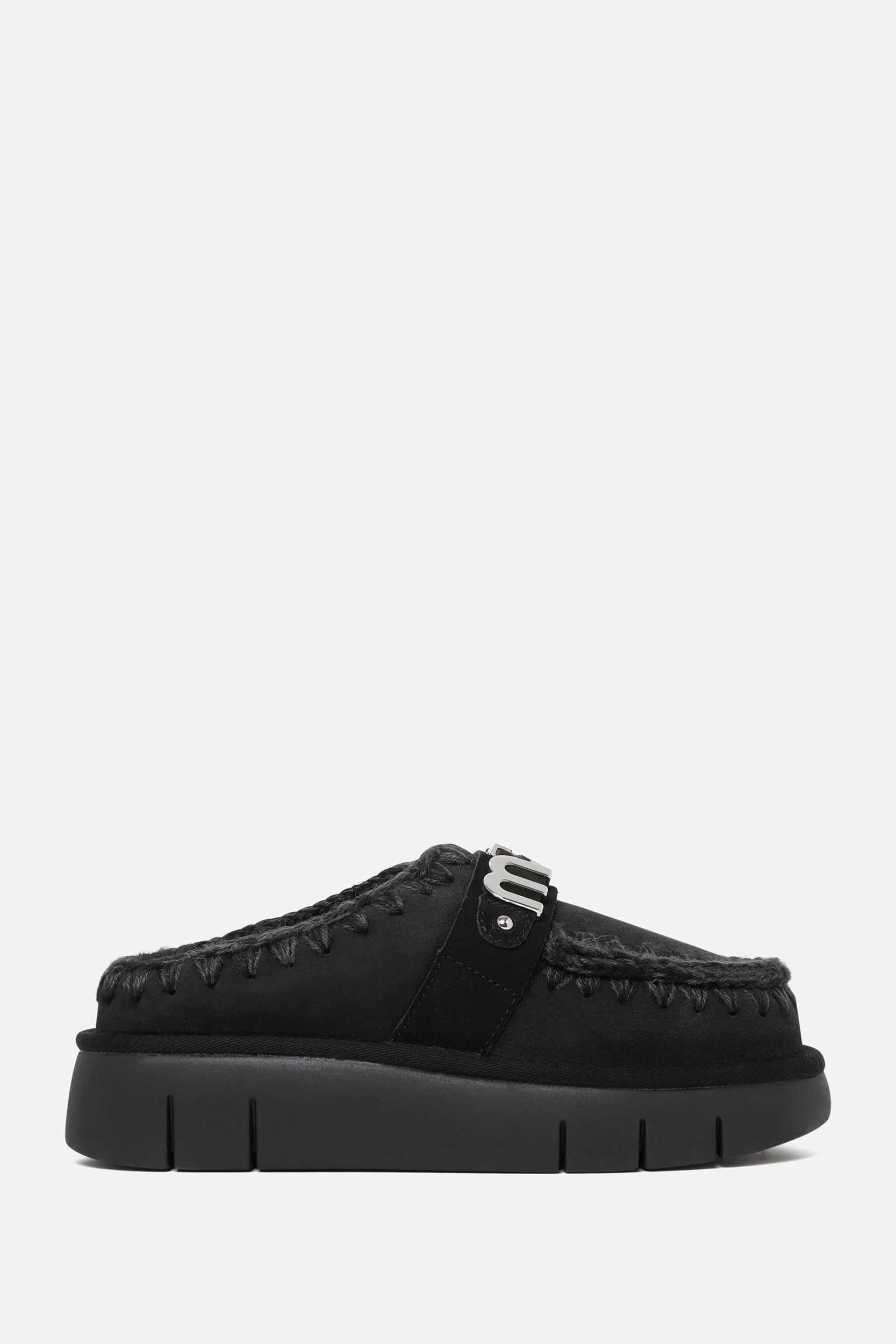 Mou Moccasin Bounce Clog Metal Logo Black