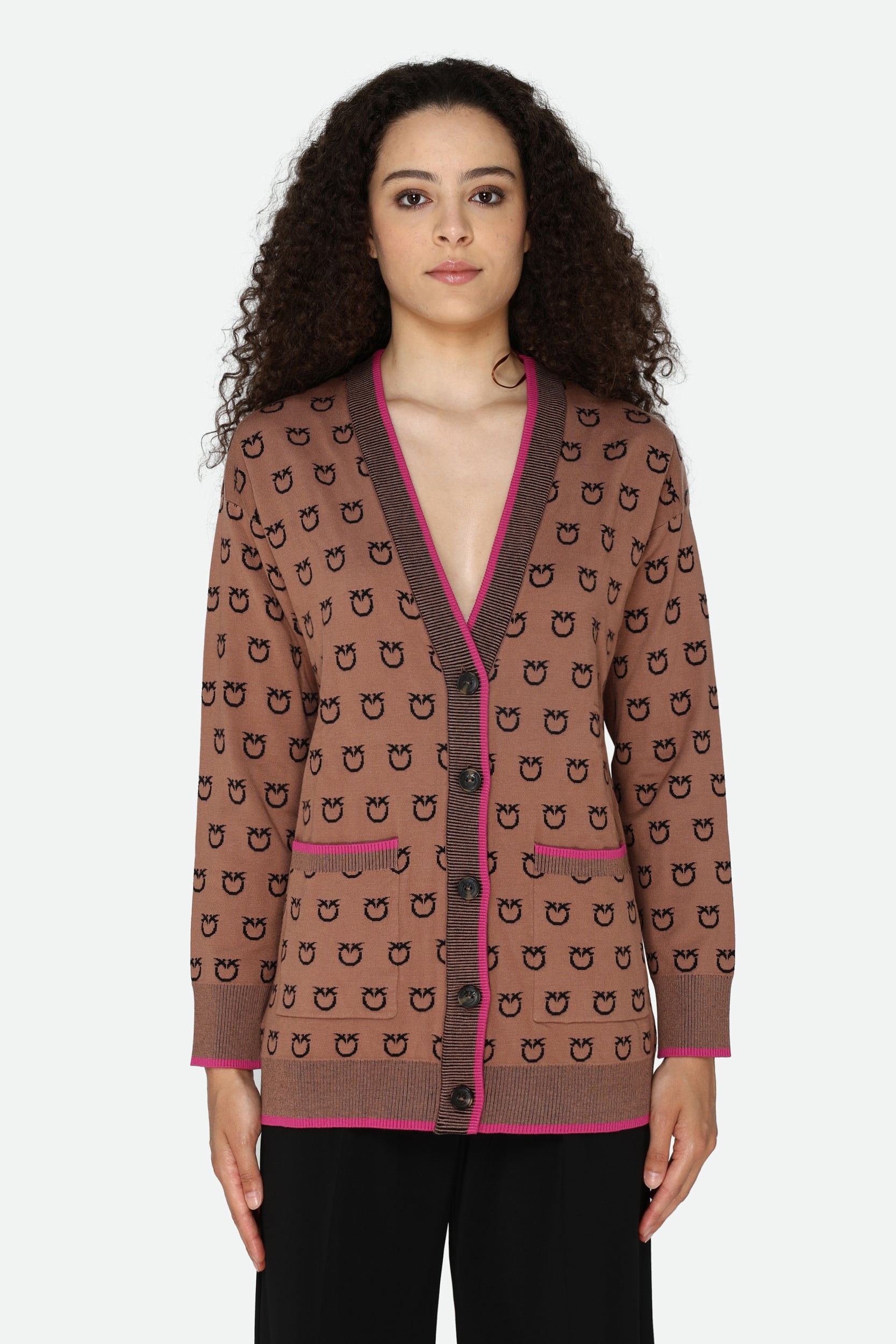 Pinko Cardigan Logato Marrone