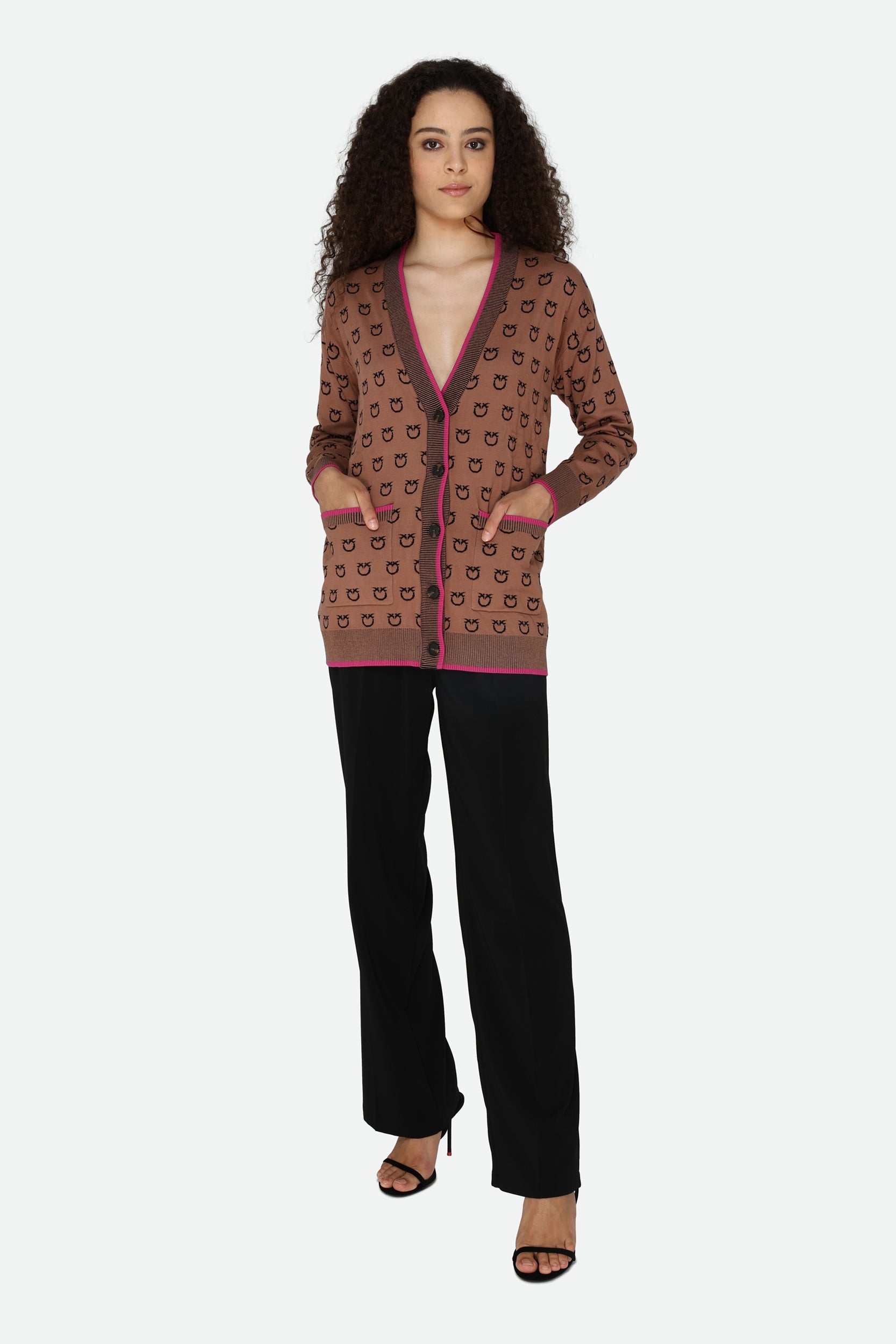 Pinko Brown Logo Cardigan