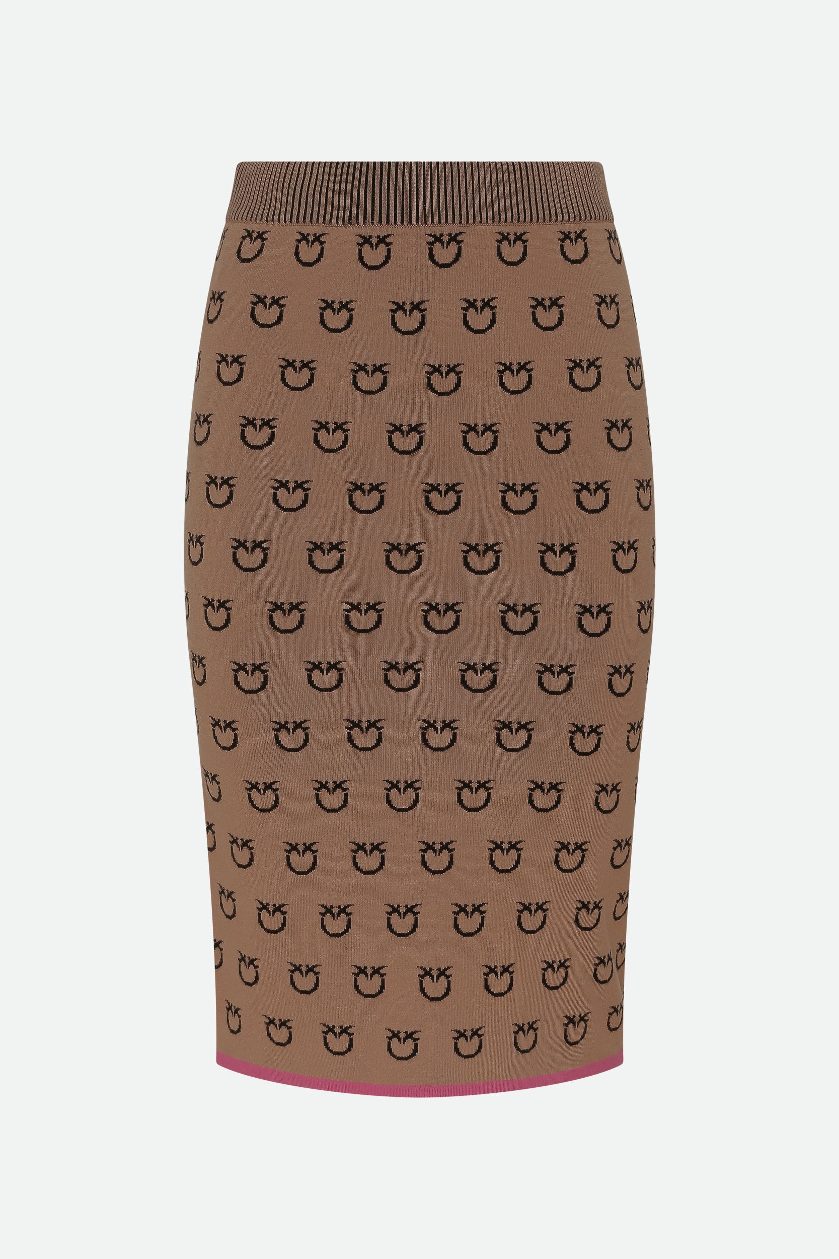 Pinko Brown Logo Midi Skirt