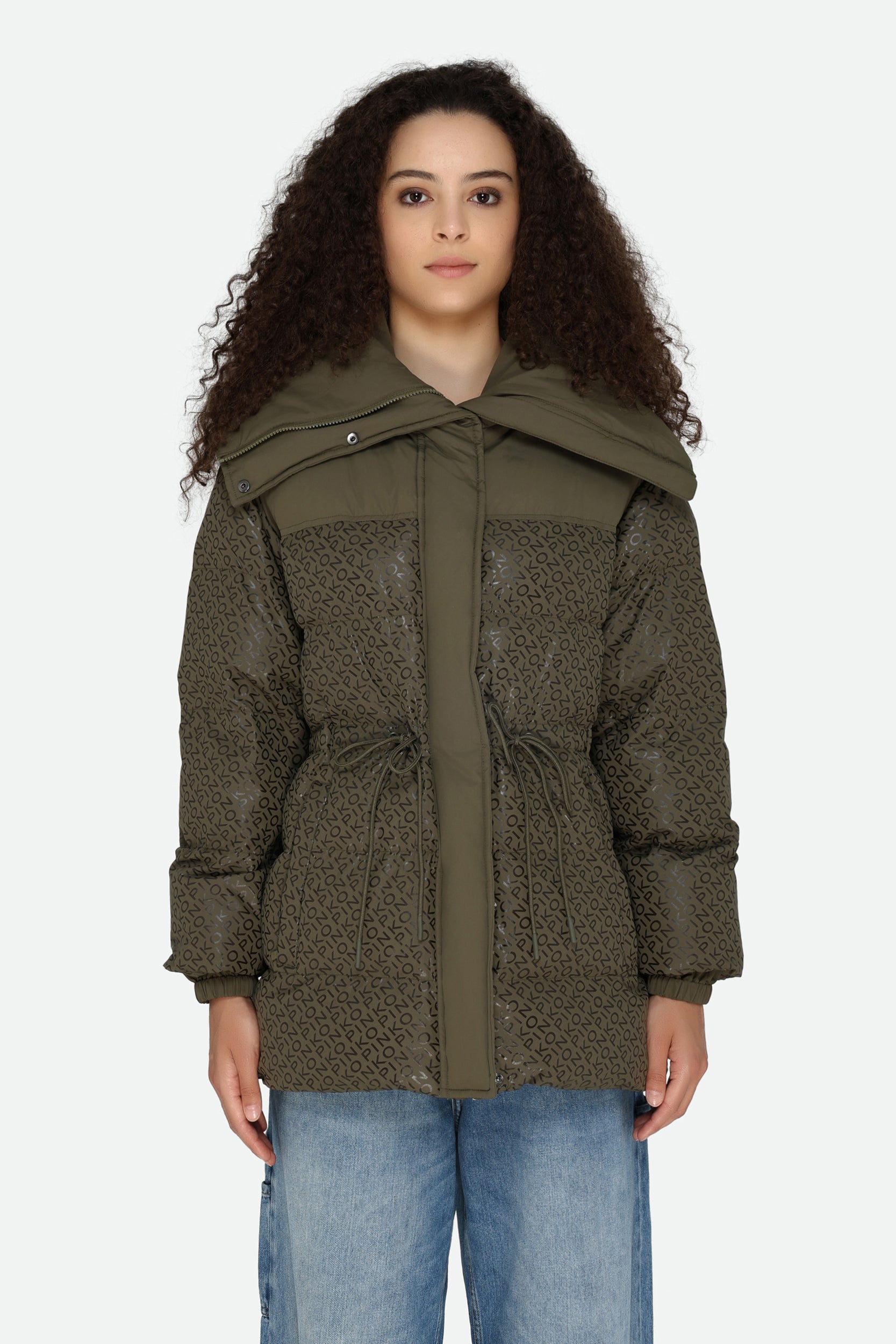 Pinko Green Down Jacket