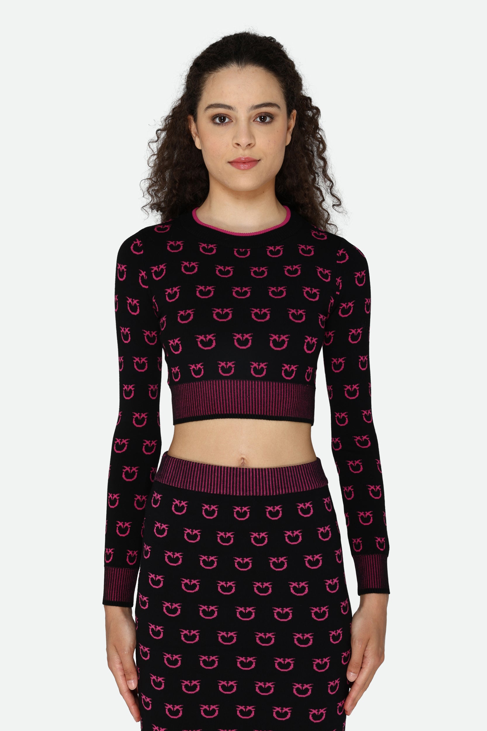 Pinko Black Logo Crop Top