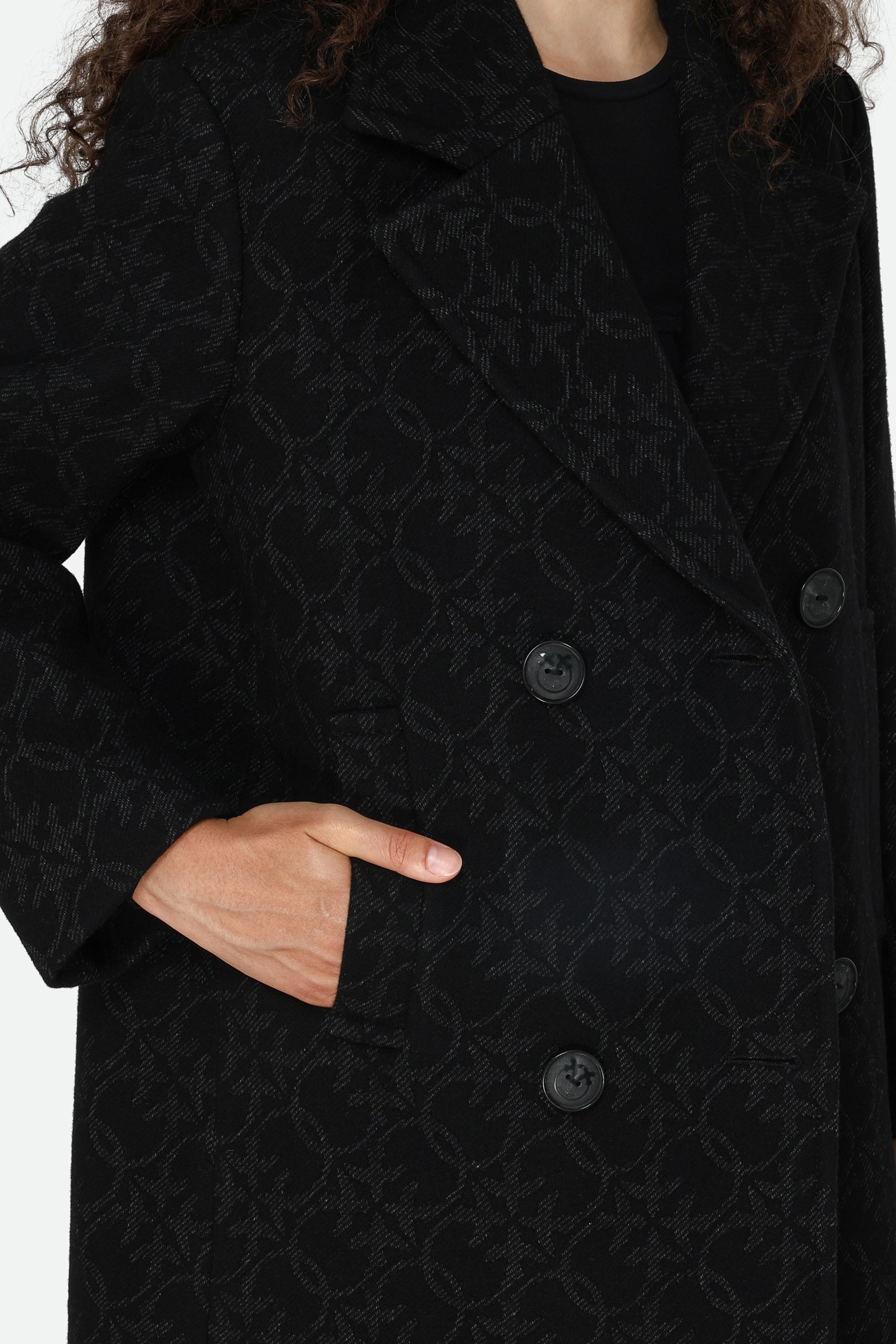 Pinko Black Logo Coat