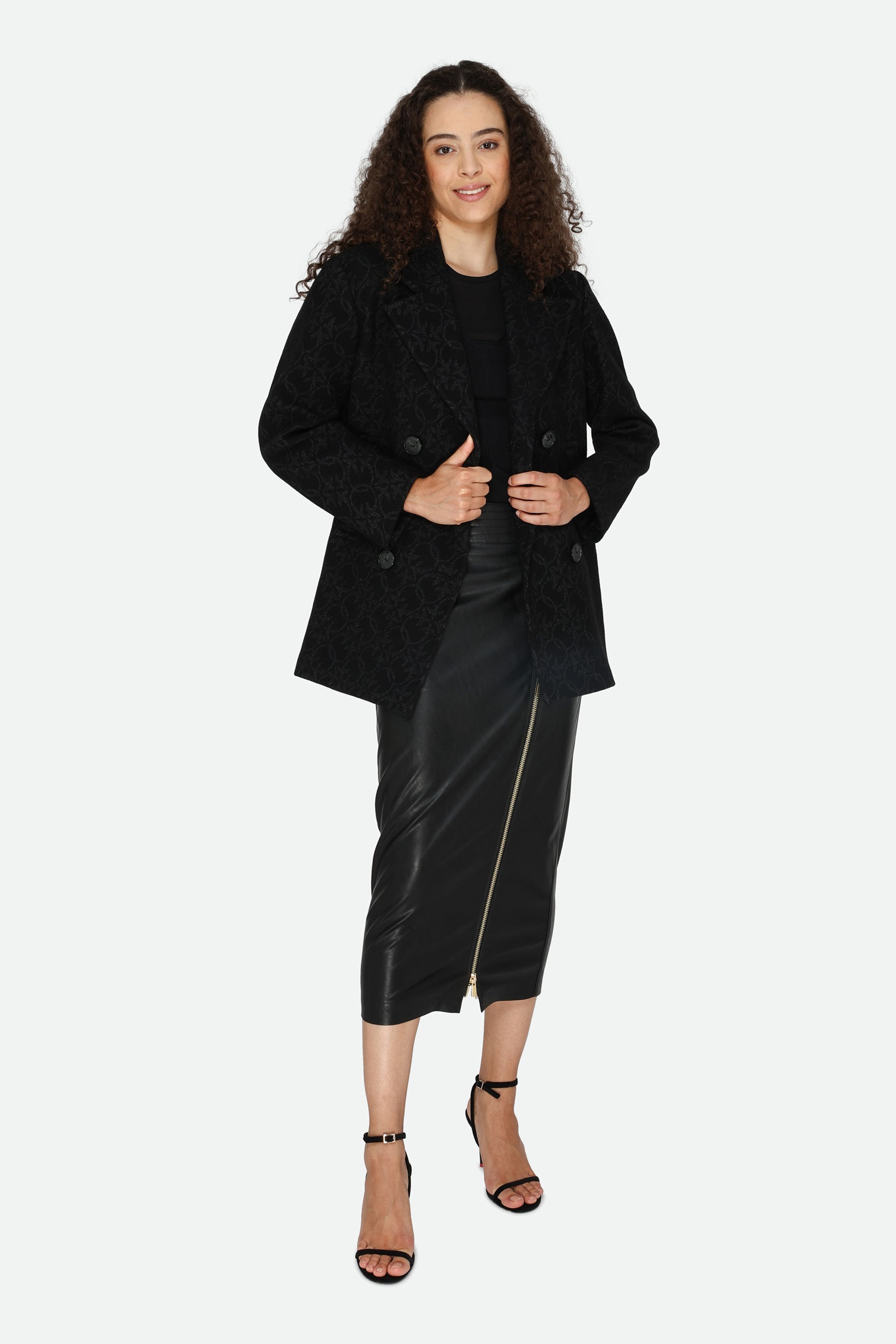 Pinko Black Logo Coat