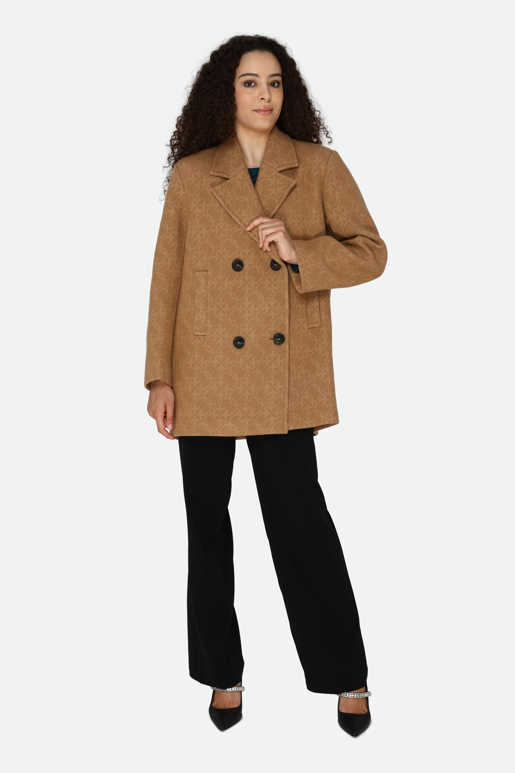 Pinko Brown Logo Coat