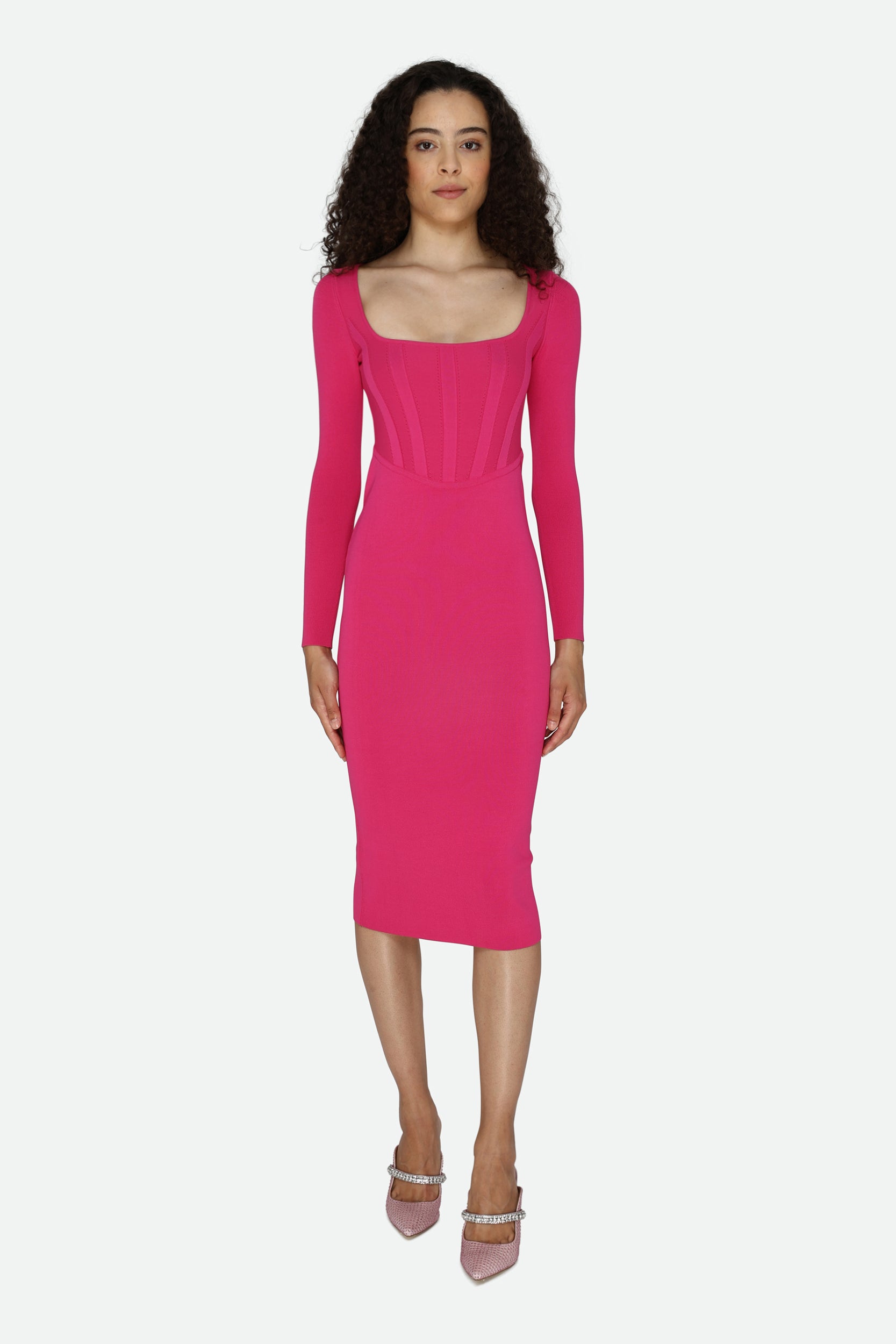 Pinko Fuchsia Midi Sheath Dress