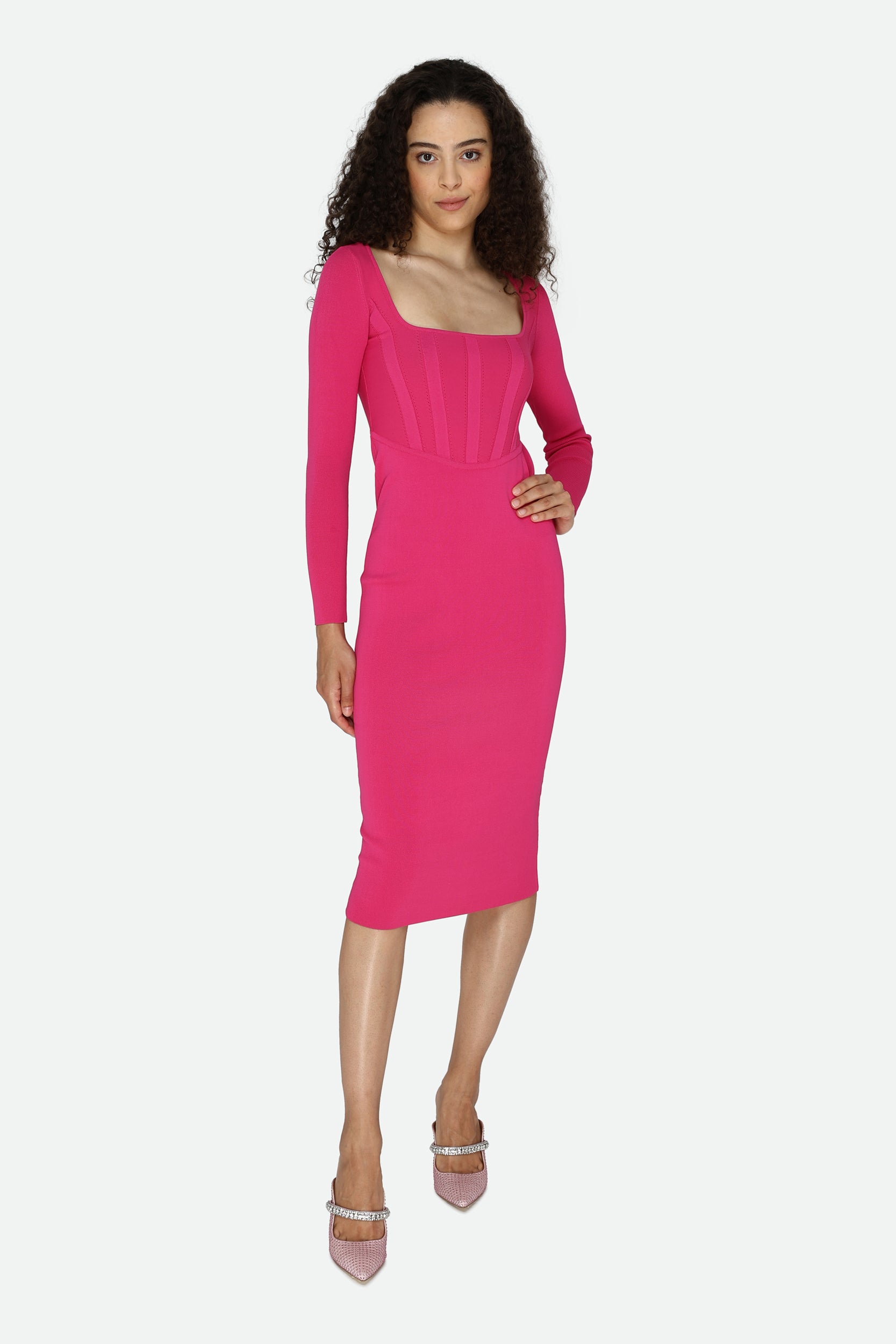 Pinko Fuchsia Midi Sheath Dress