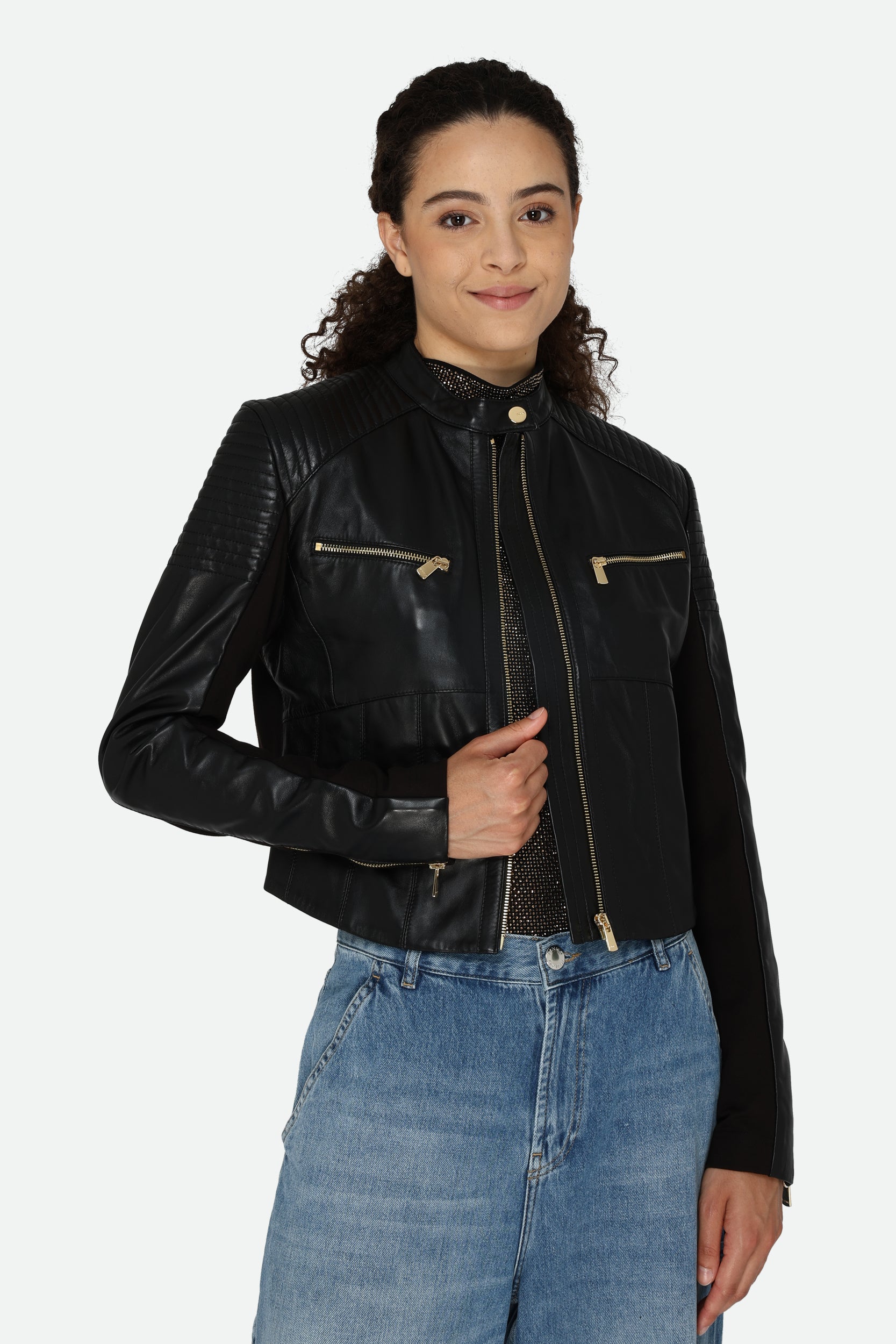 Pinko Leather Jacket Black