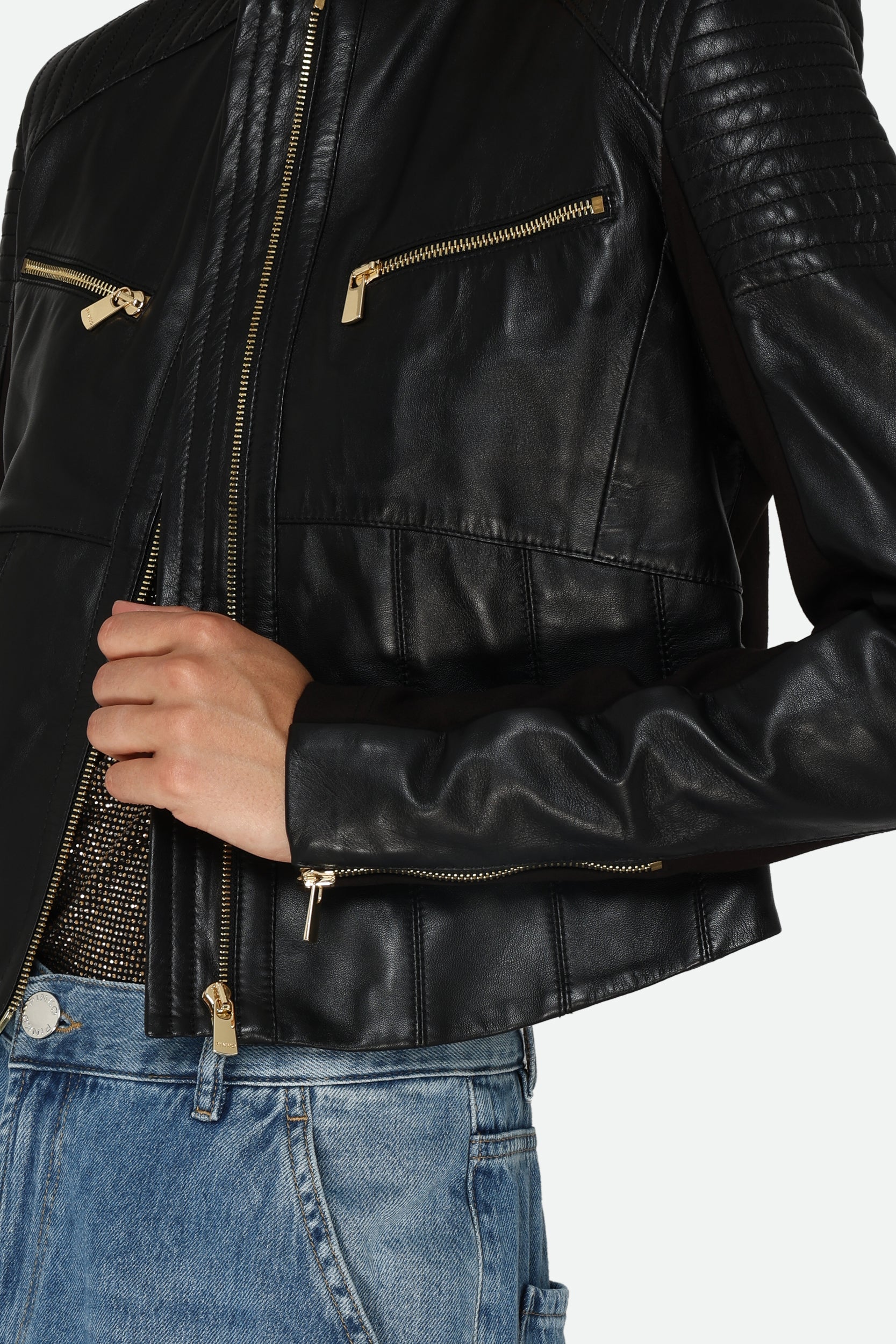 Pinko Leather Jacket Black