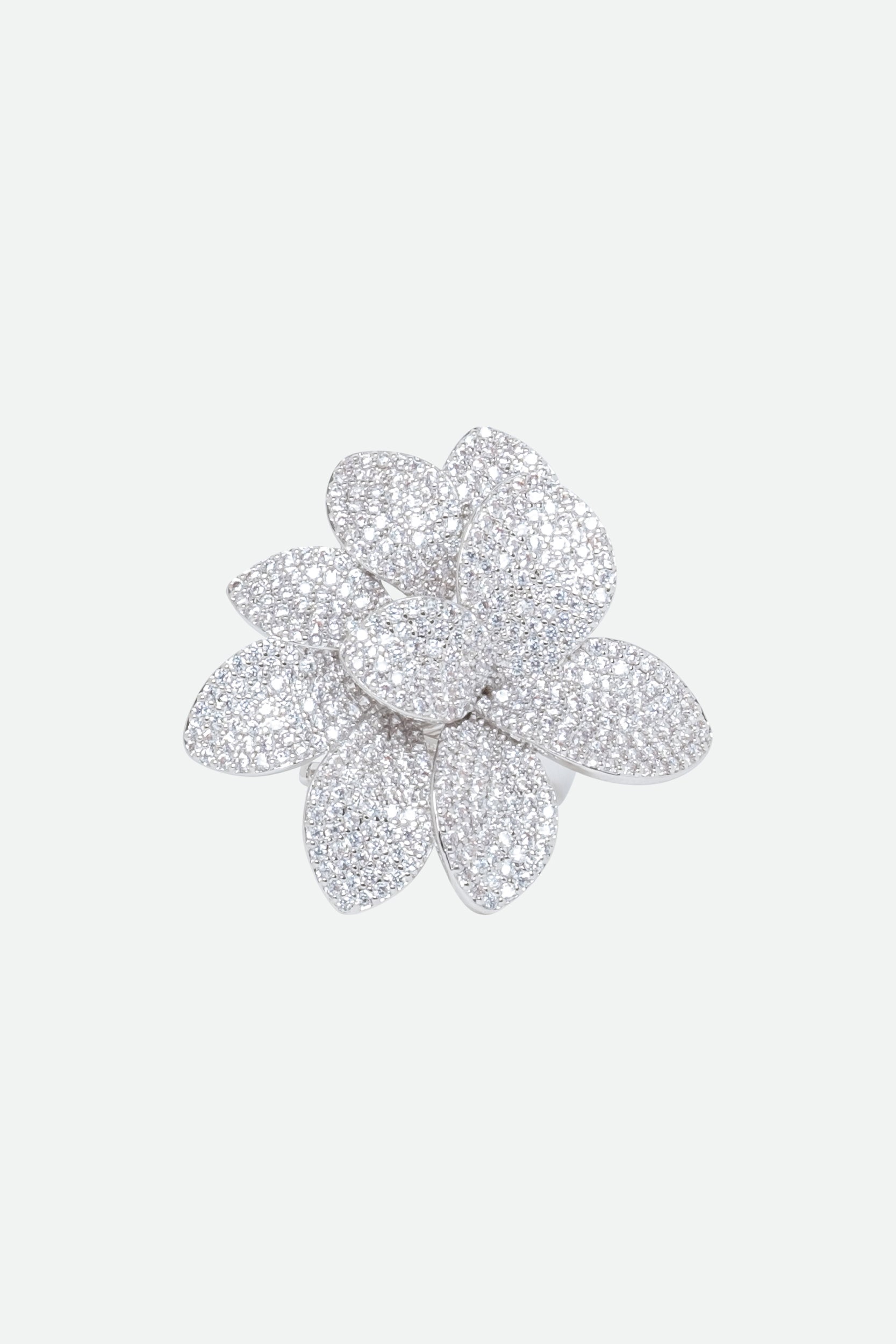 Melusina Bijoux Silver Flower Ring