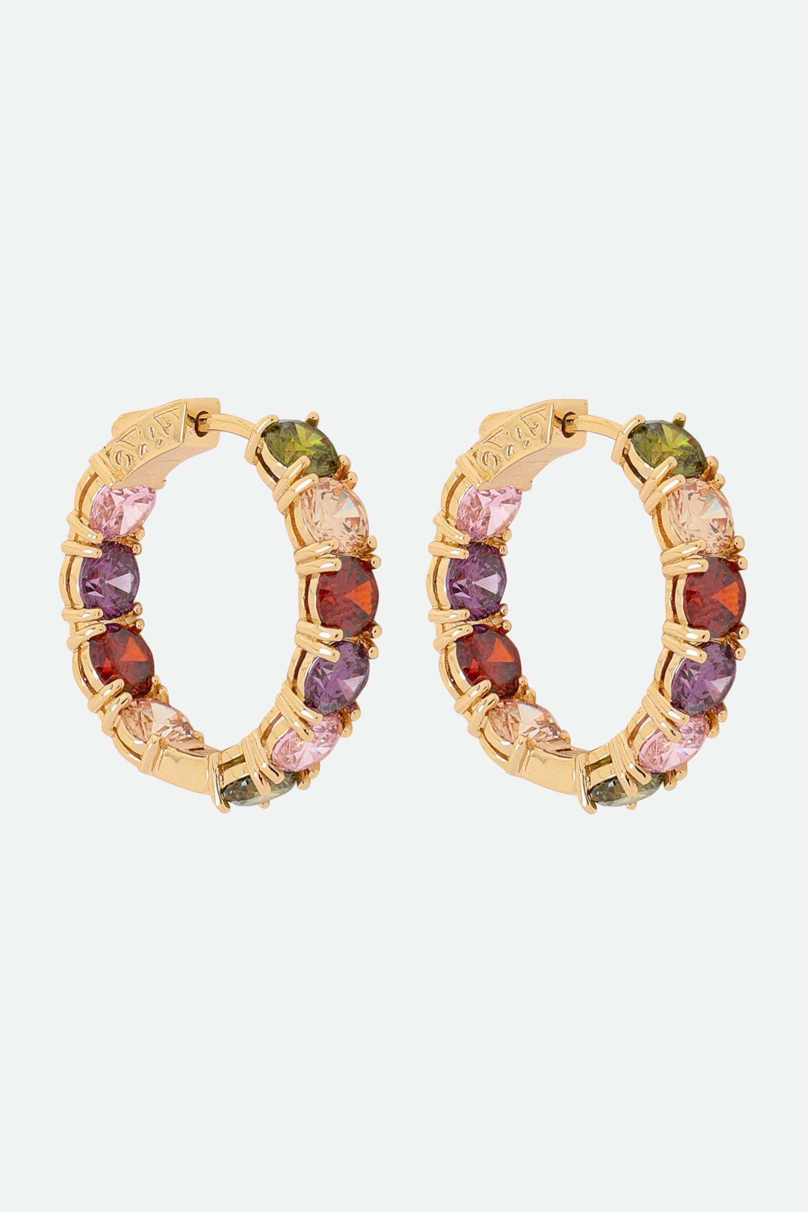 Melusina Bijoux Round Earrings with Colored Zirconia