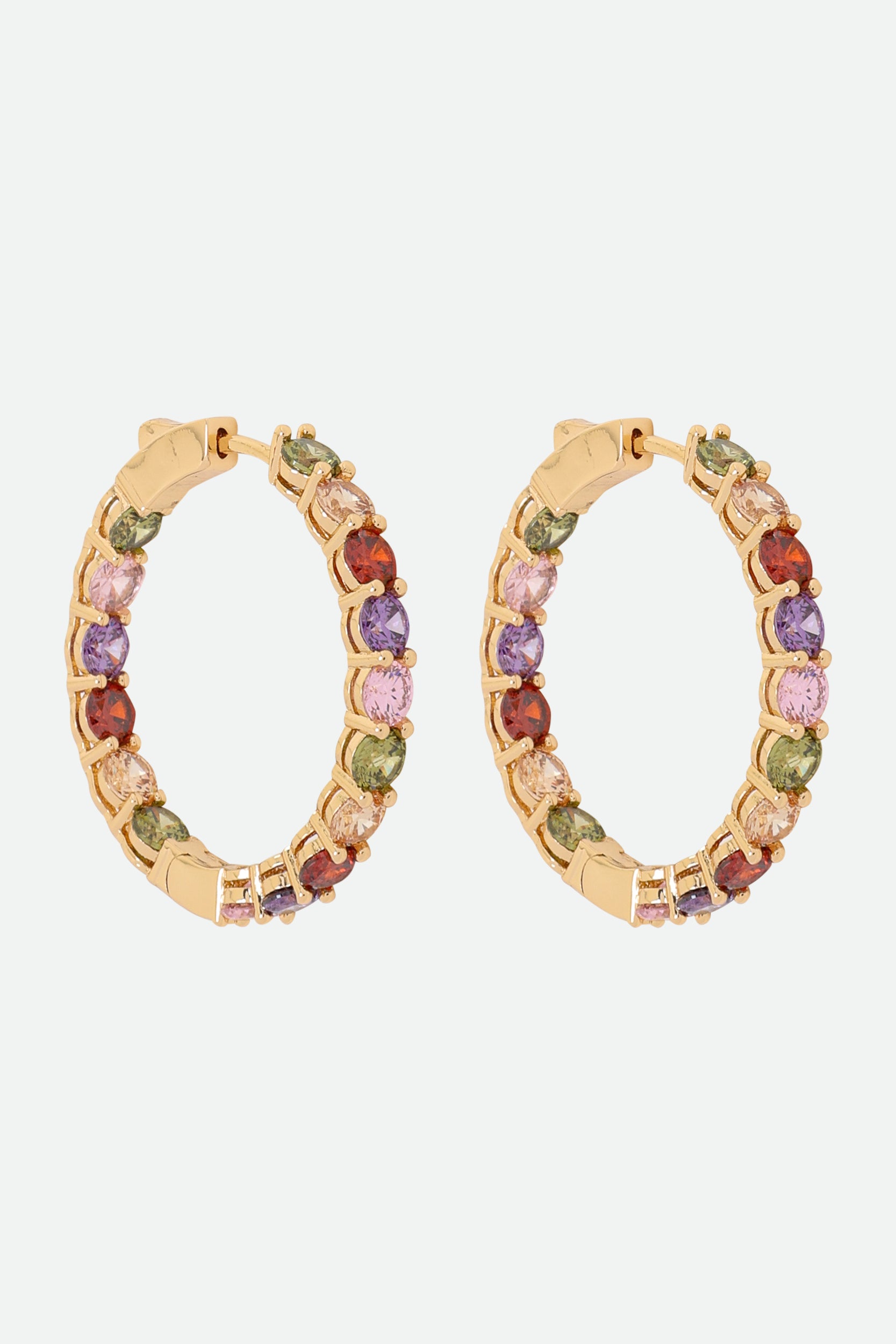 Melusina Bijoux Round Earrings with Colored Zirconia