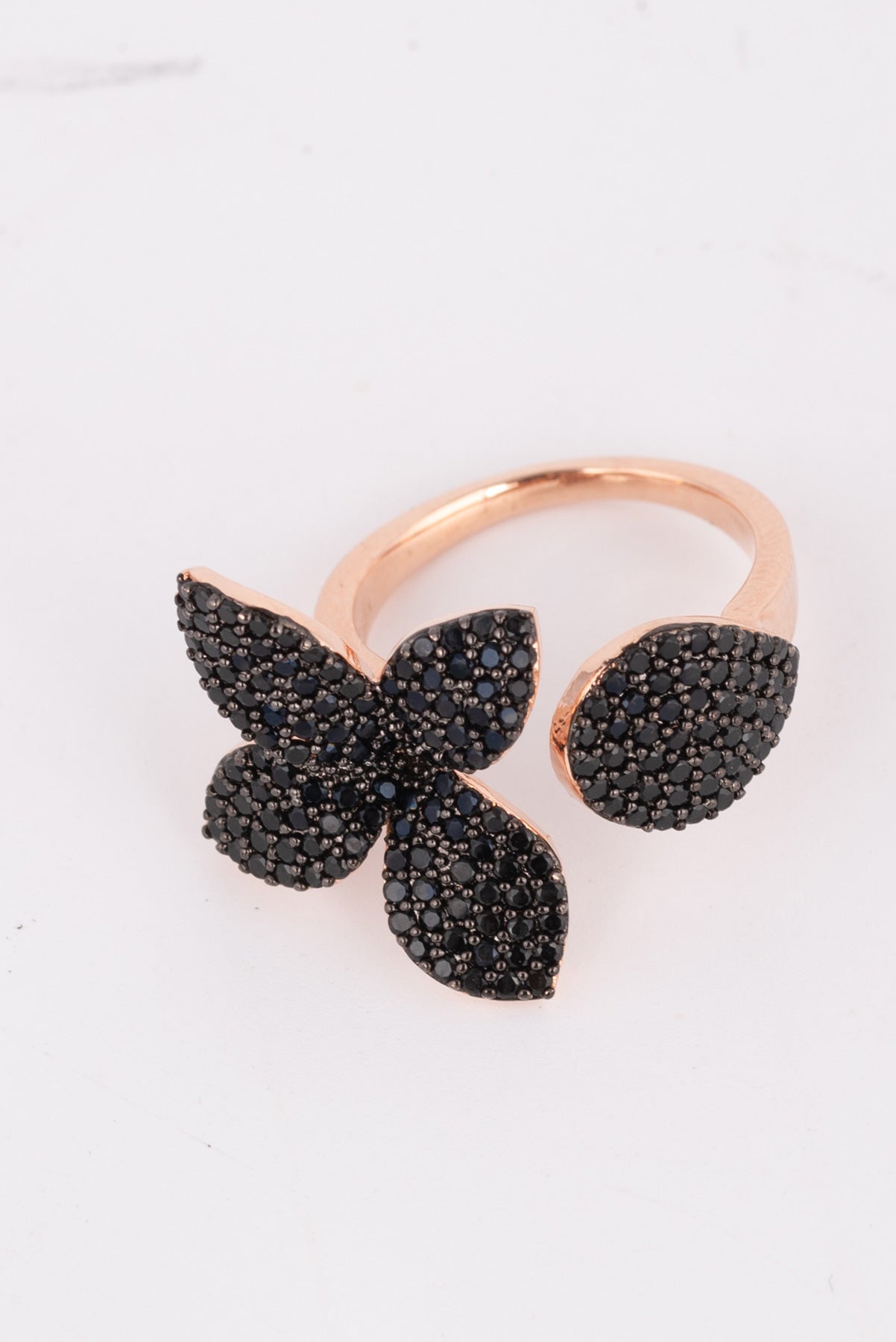 Flower and Drop Gold Ring