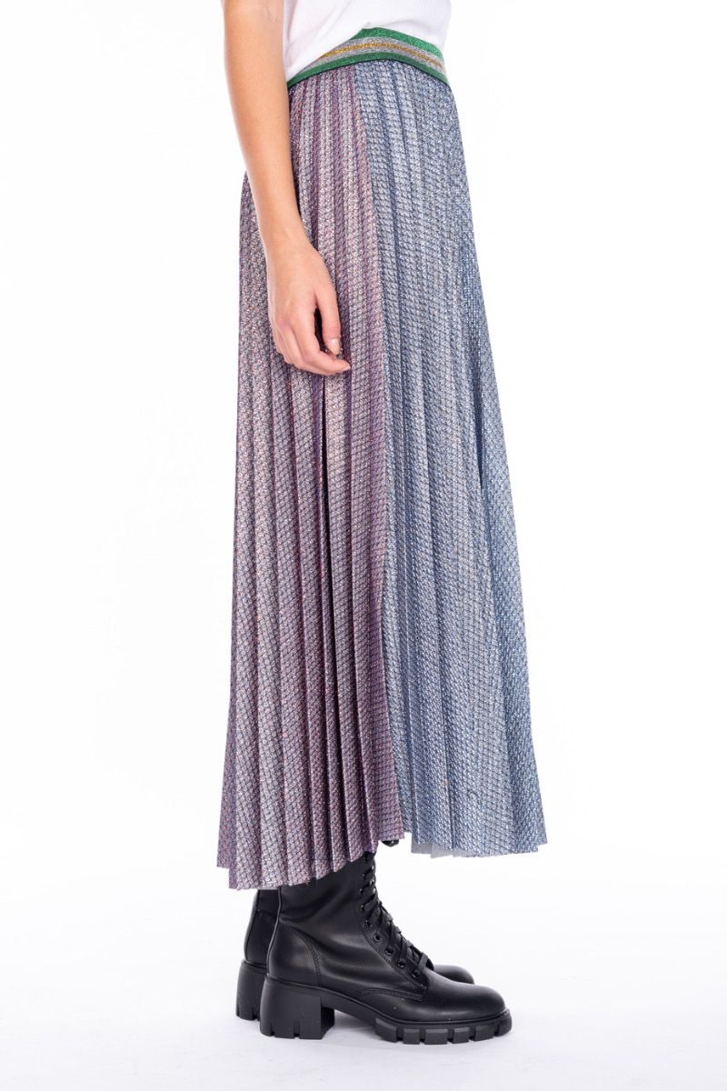 Silver lurex 2025 pleated skirt