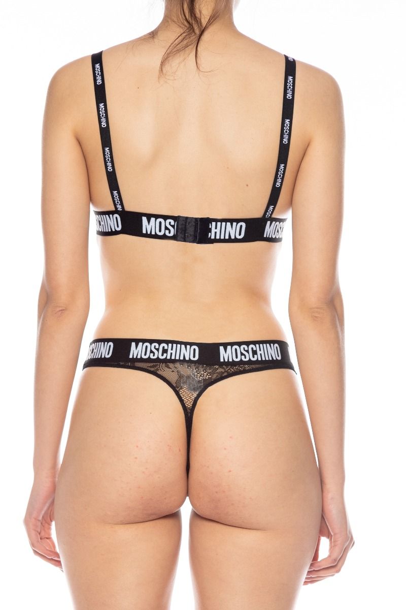 MOSCHINO Black Crossed Bra with Teddy