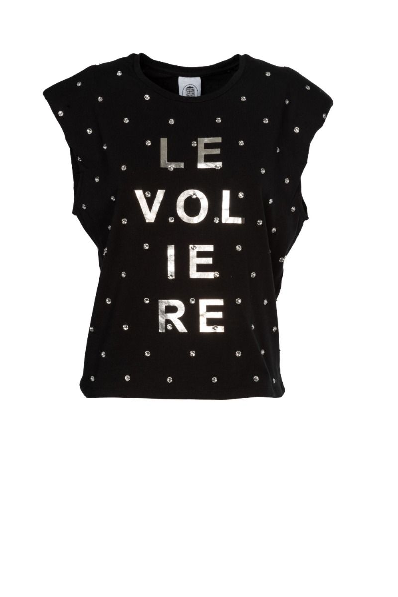 Black T-shirt with Strass "The Aviaries"