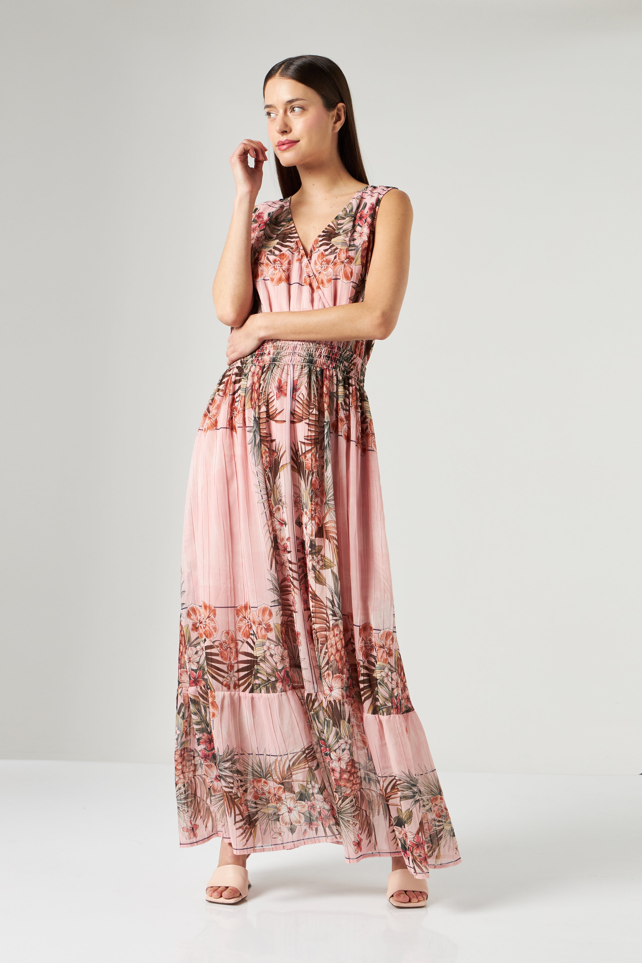 LIU JO Pink Lotus Flower Long Dress | Loverlock