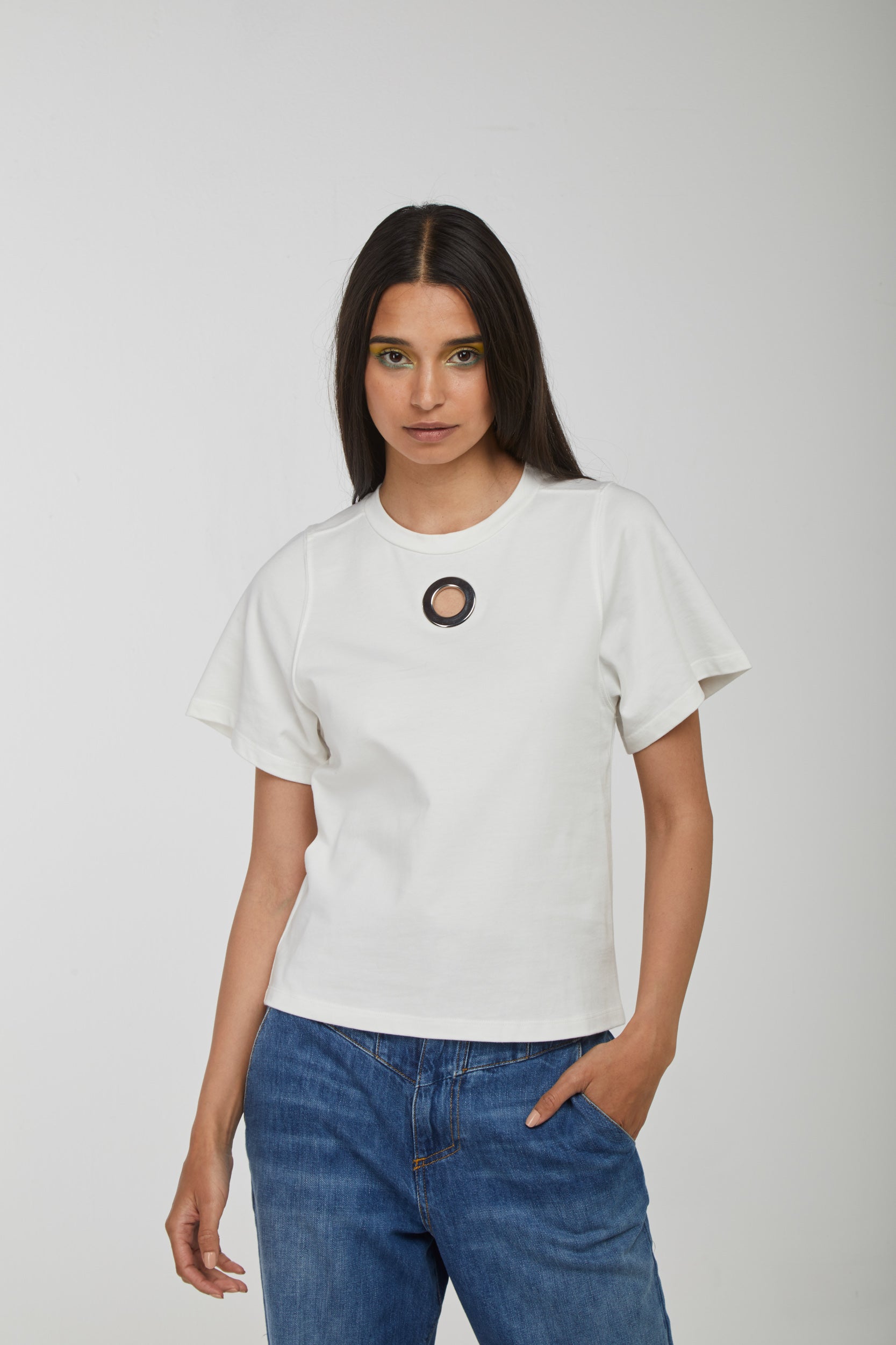 T shirt bianca sales con paillettes