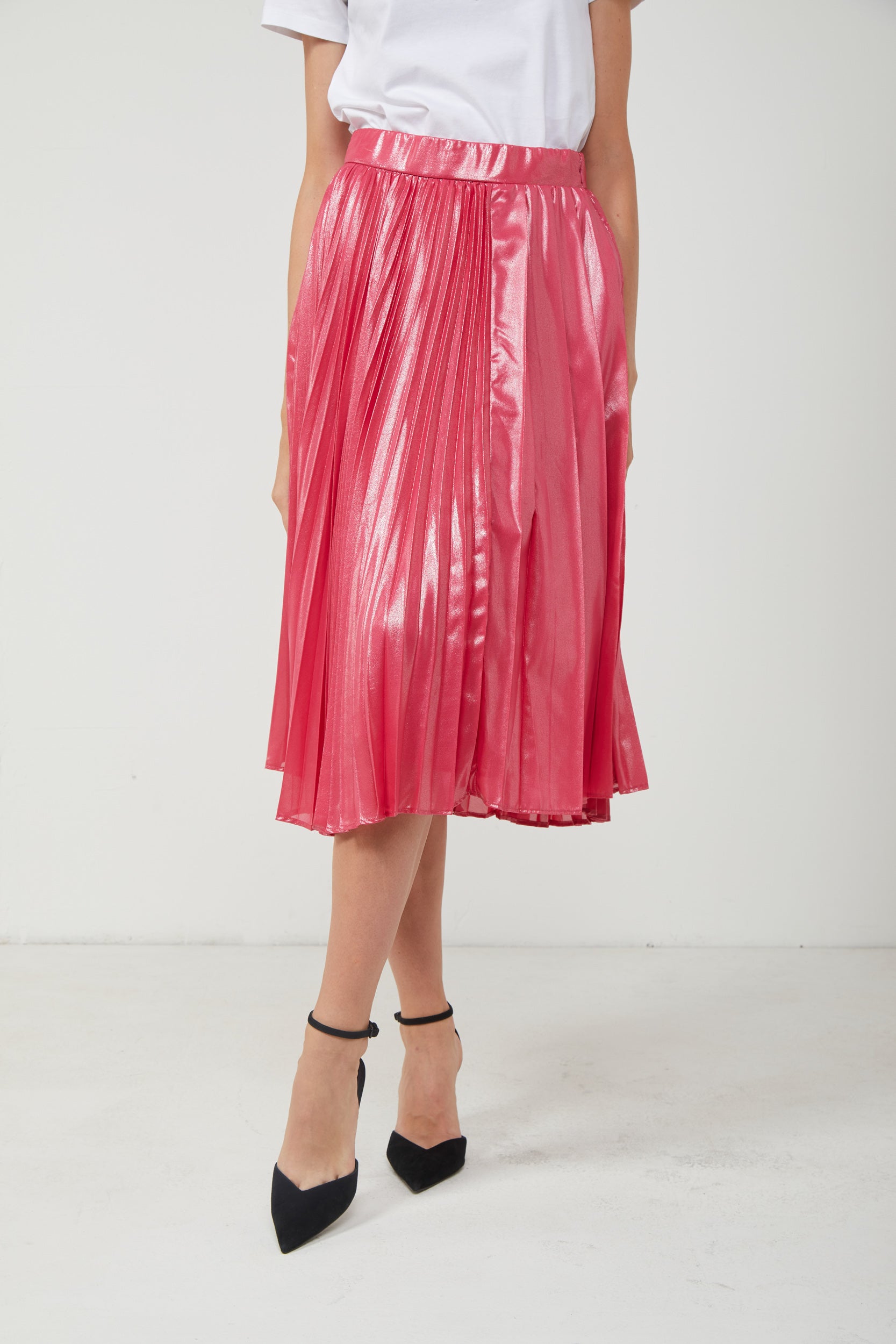 Fuchsia metallic 2025 pleated skirt