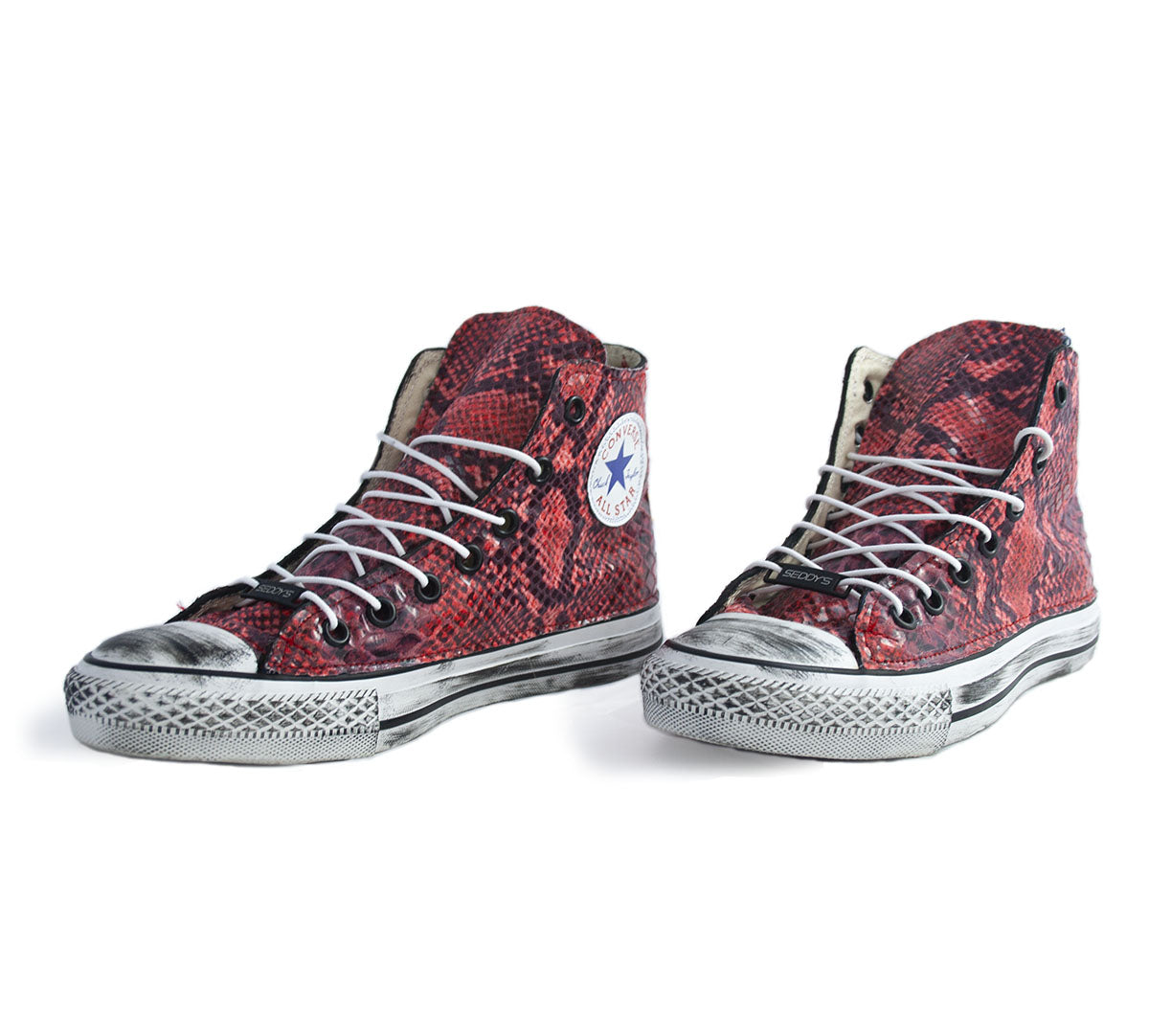 SEDDY S Converse Pitonate Rosse Customized